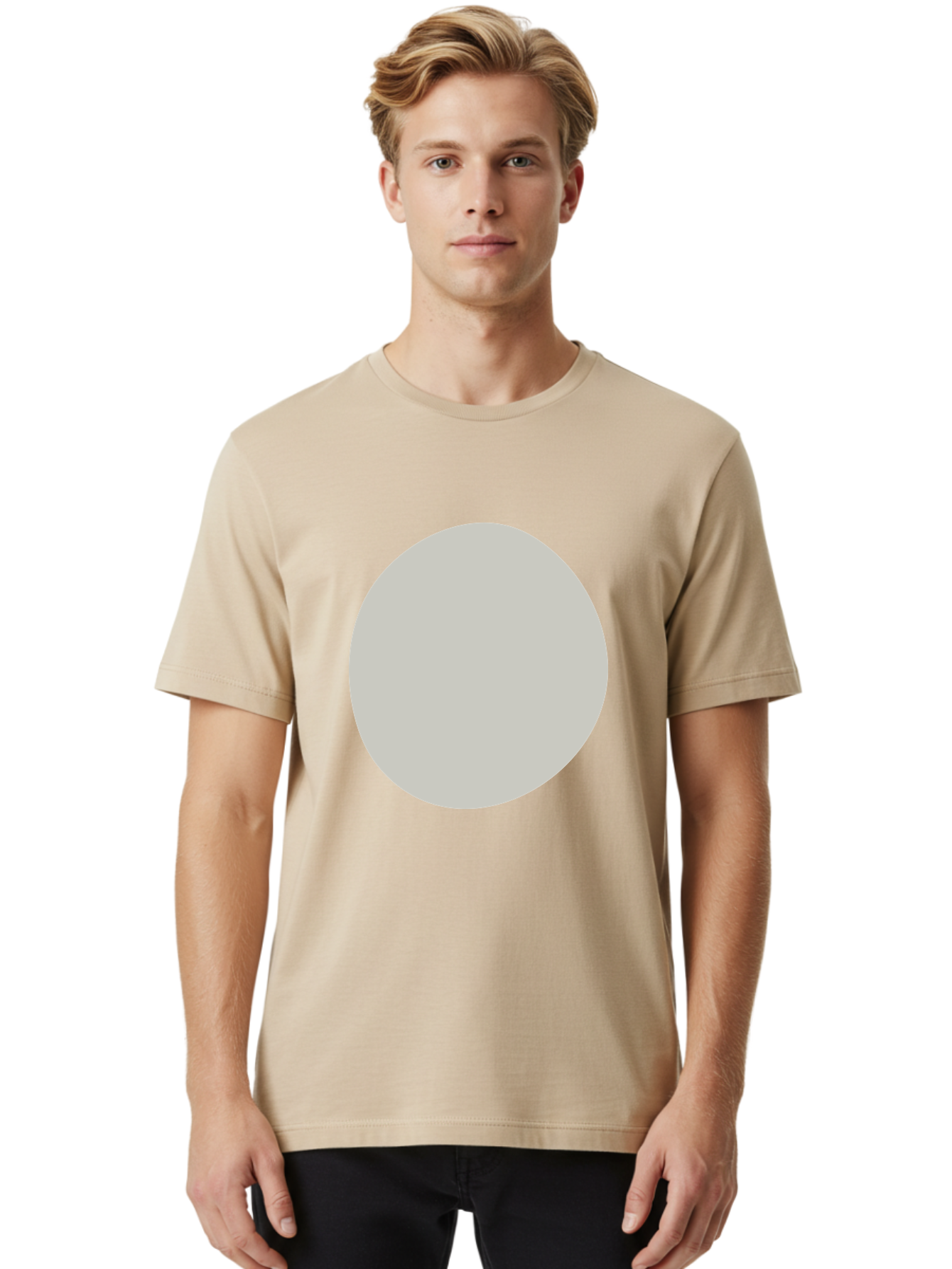 Gray-Circle Men'S Graphic Tee, 100% Cotton, Comfortable Casual Summer Wear, Machine Washable, Gray Circle, Simple Shape, Minimalist Design, Abstract Art, Geometric Figure, Modern Aesthetic, Clean Lines Aae023 6