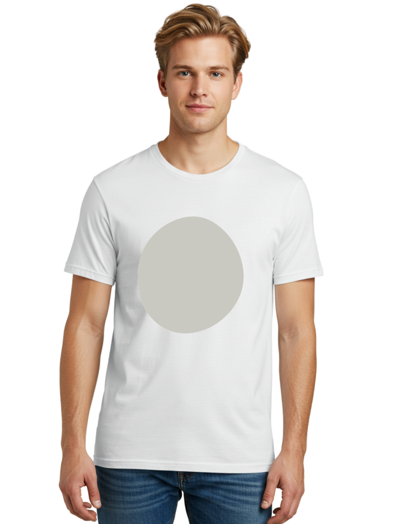 Gray-Circle Men'S Graphic Tee, 100% Cotton, Comfortable Casual Summer Wear, Machine Washable, Gray Circle, Simple Shape, Minimalist Design, Abstract Art, Geometric Figure, Modern Aesthetic, Clean Lines Aae023 22