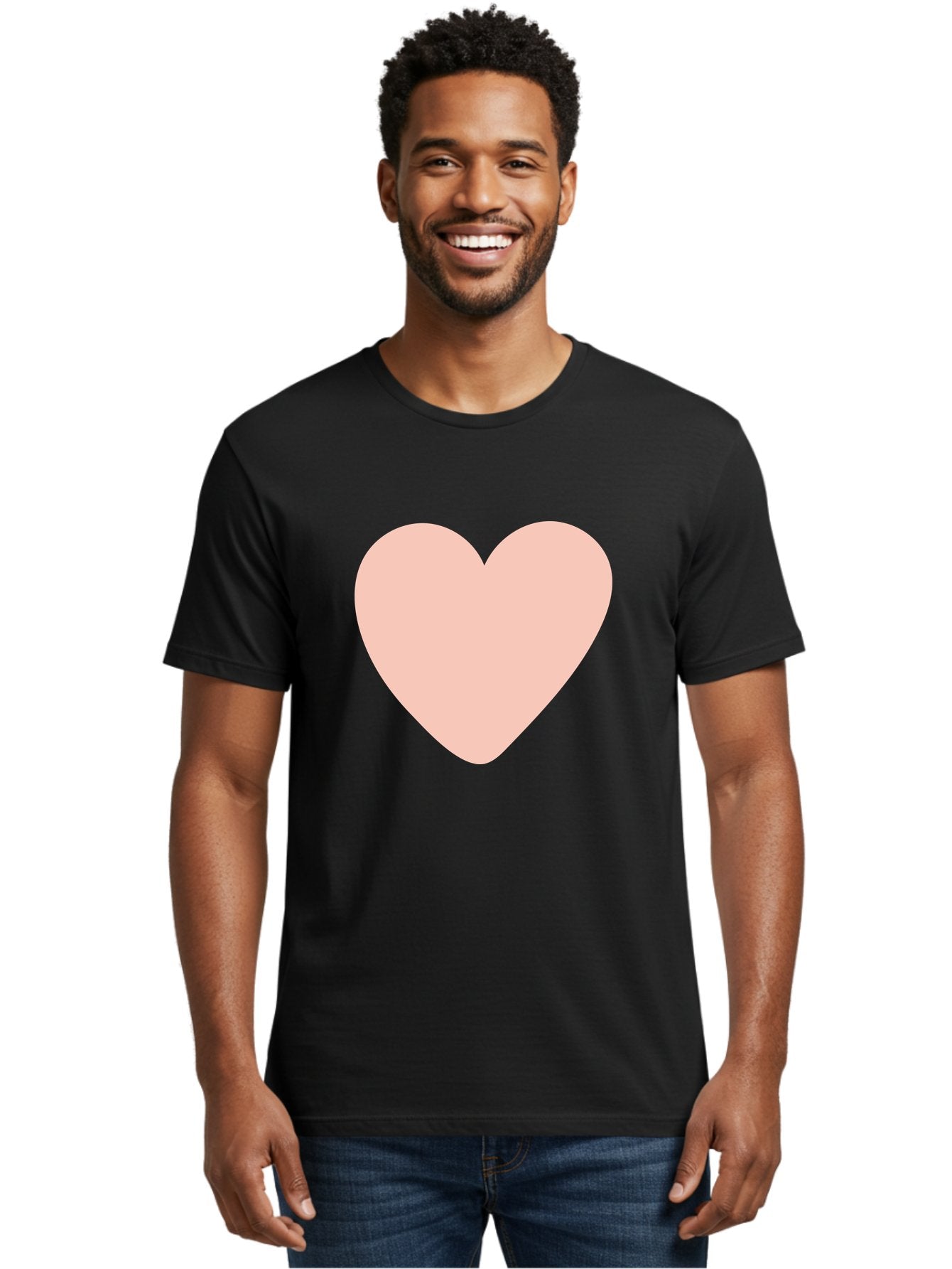 Heart Men'S Graphic Tee, 100% Cotton, Comfortable Casual Summer Wear, Machine Washable, Heart Symbol, Love Icon, Pink Heart, Digital Art, Minimalist Design, Simple Shape, Heart Illustration, Love Symbol Aae025 17