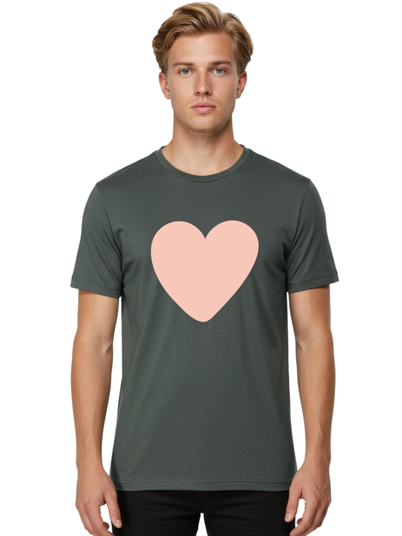 Heart Men'S Graphic Tee, 100% Cotton, Comfortable Casual Summer Wear, Machine Washable, Heart Symbol, Love Icon, Pink Heart, Digital Art, Minimalist Design, Simple Shape, Heart Illustration, Love Symbol Aae025 23