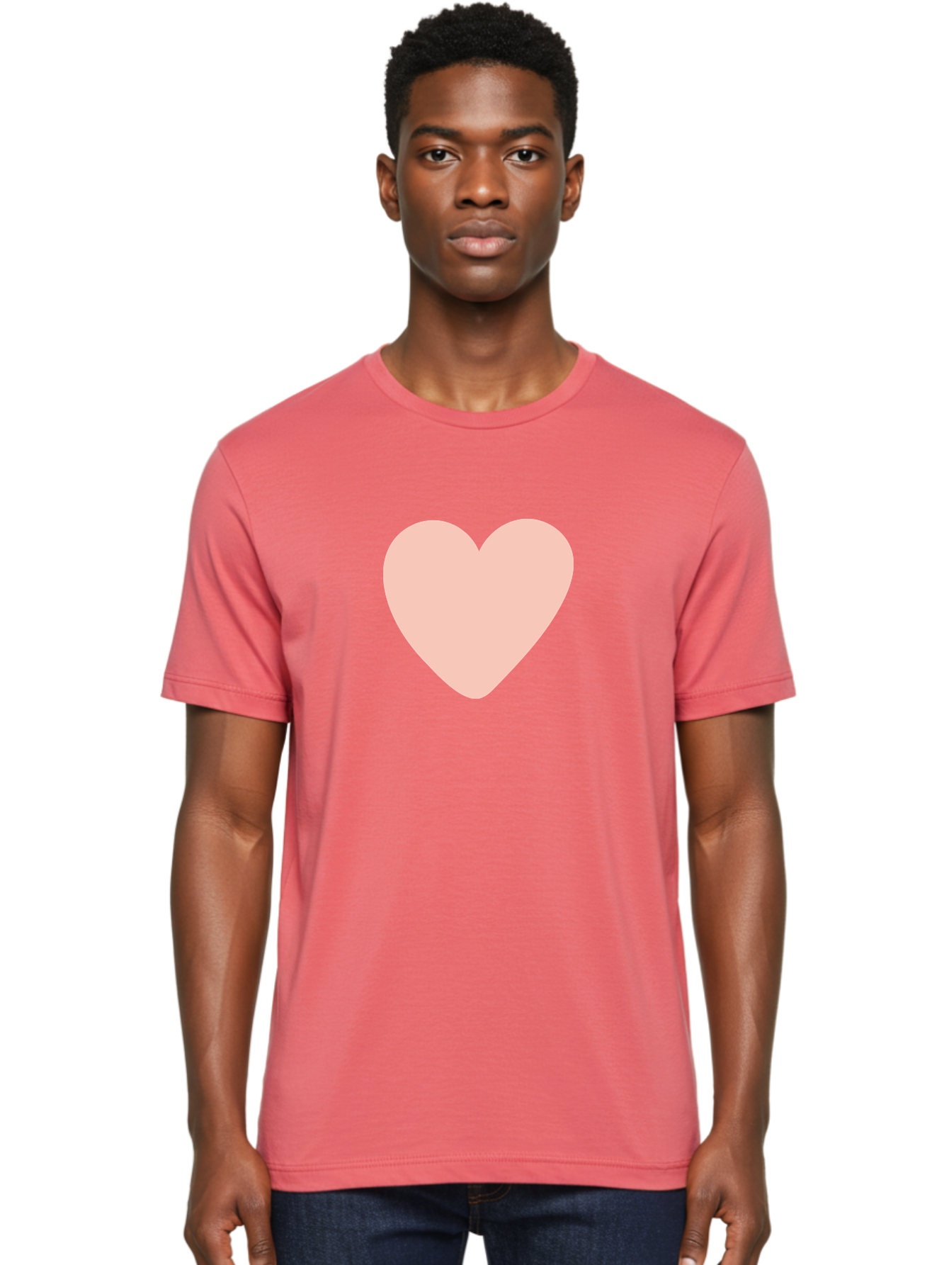 Heart Men'S Graphic Tee, 100% Cotton, Comfortable Casual Summer Wear, Machine Washable, Heart Symbol, Love Icon, Pink Heart, Digital Art, Minimalist Design, Simple Shape, Heart Illustration, Love Symbol Aae025 12