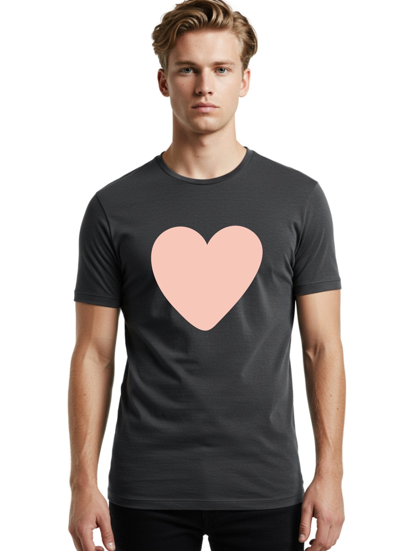 Heart Men'S Graphic Tee, 100% Cotton, Comfortable Casual Summer Wear, Machine Washable, Heart Symbol, Love Icon, Pink Heart, Digital Art, Minimalist Design, Simple Shape, Heart Illustration, Love Symbol Aae025 27