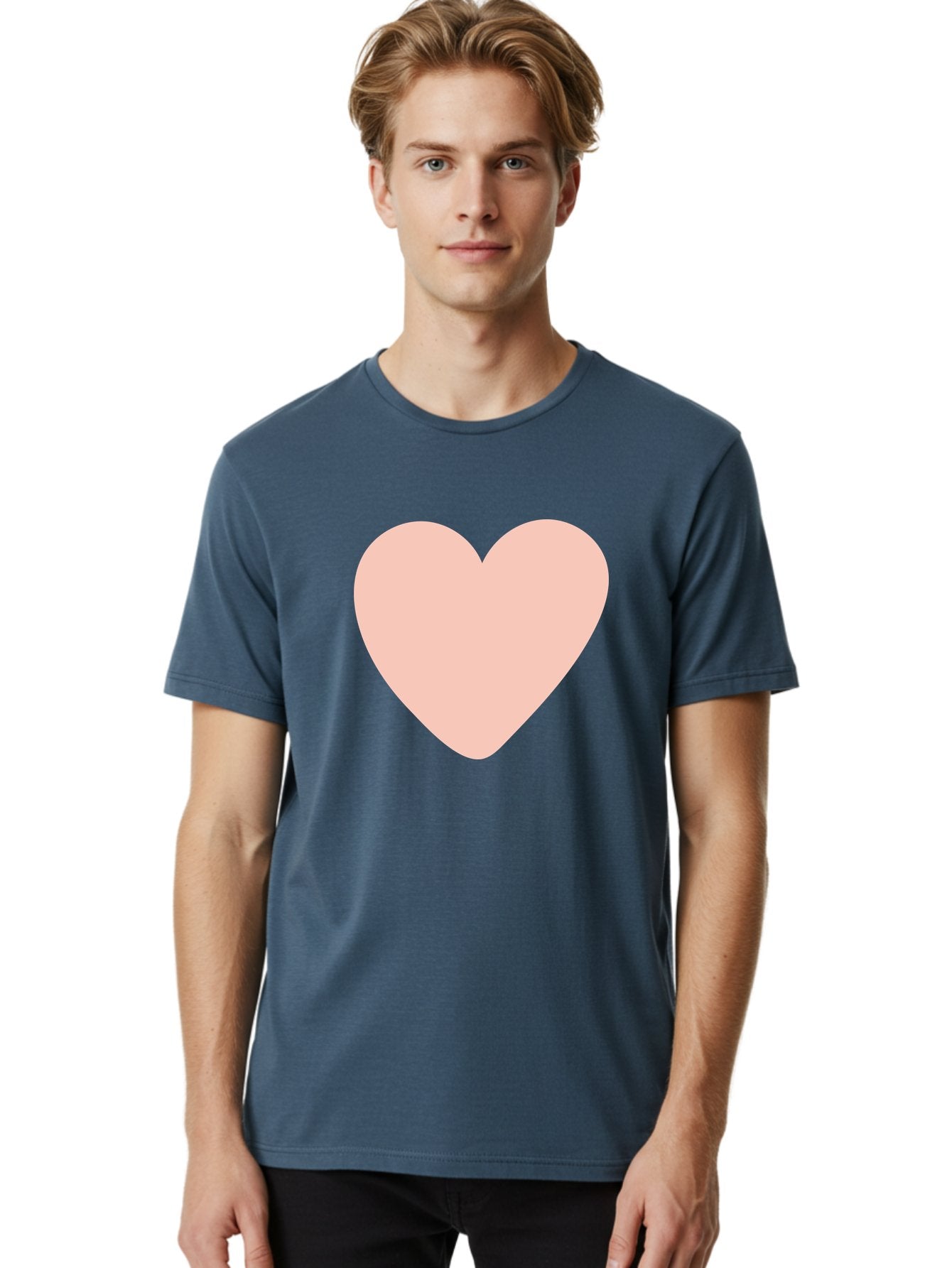 Heart Men'S Graphic Tee, 100% Cotton, Comfortable Casual Summer Wear, Machine Washable, Heart Symbol, Love Icon, Pink Heart, Digital Art, Minimalist Design, Simple Shape, Heart Illustration, Love Symbol Aae025 16