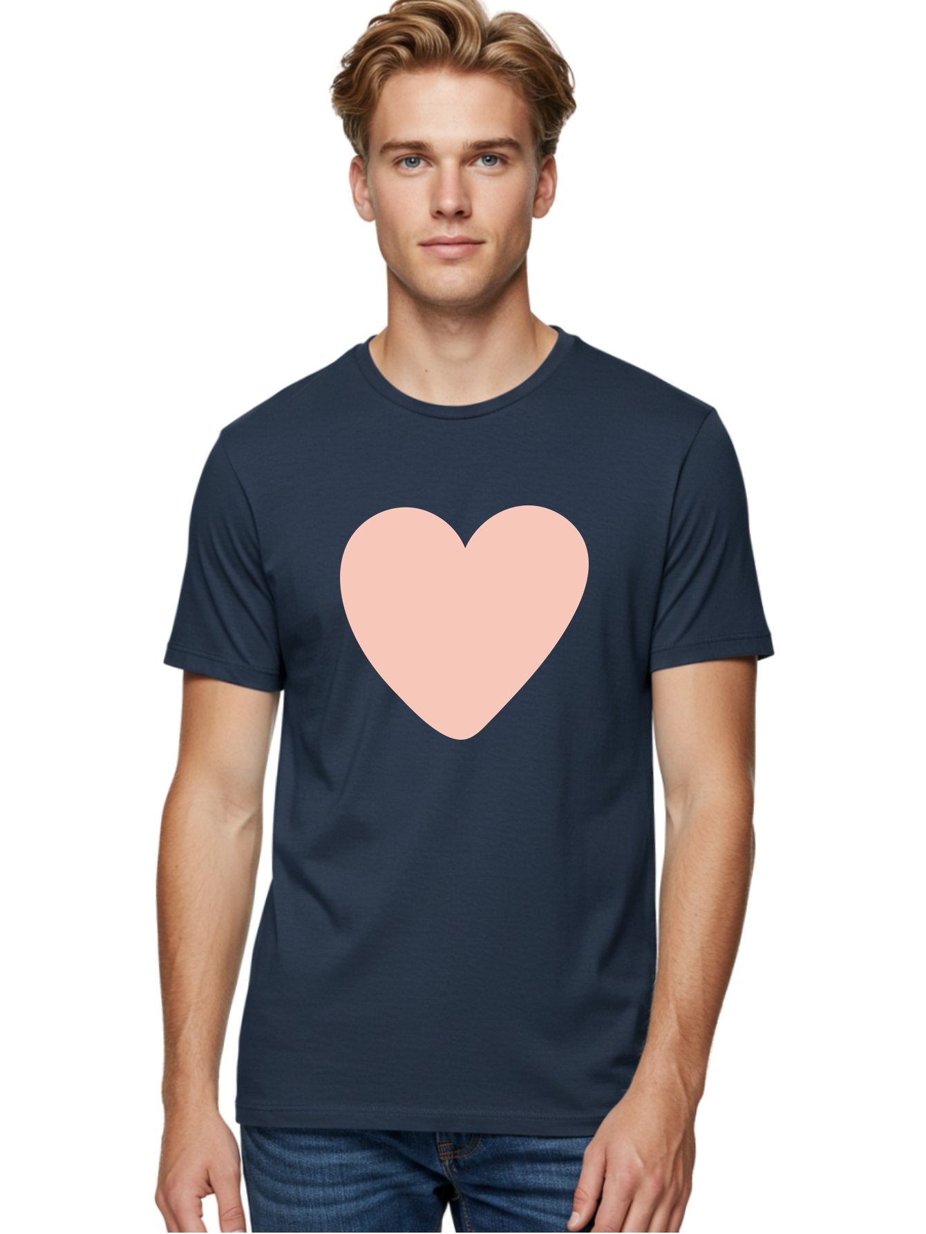 Heart Men'S Graphic Tee, 100% Cotton, Comfortable Casual Summer Wear, Machine Washable, Heart Symbol, Love Icon, Pink Heart, Digital Art, Minimalist Design, Simple Shape, Heart Illustration, Love Symbol Aae025 29