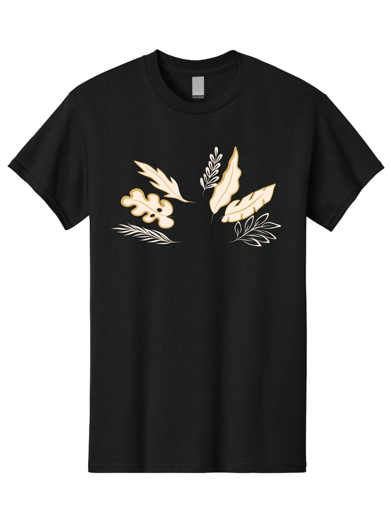 Leaves Men'S Graphic Tee, 100% Cotton, Comfortable Casual Summer Wear, Machine Washable, Illustrated Leaves, Leaf Designs, Foliage Art, Natural Elements, Botanical Graphics, Cream And White Leaves Aae027 9