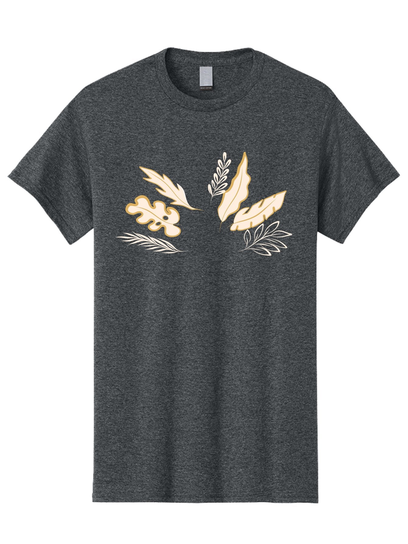 Leaves Men'S Graphic Tee, 100% Cotton, Comfortable Casual Summer Wear, Machine Washable, Illustrated Leaves, Leaf Designs, Foliage Art, Natural Elements, Botanical Graphics, Cream And White Leaves Aae027 7