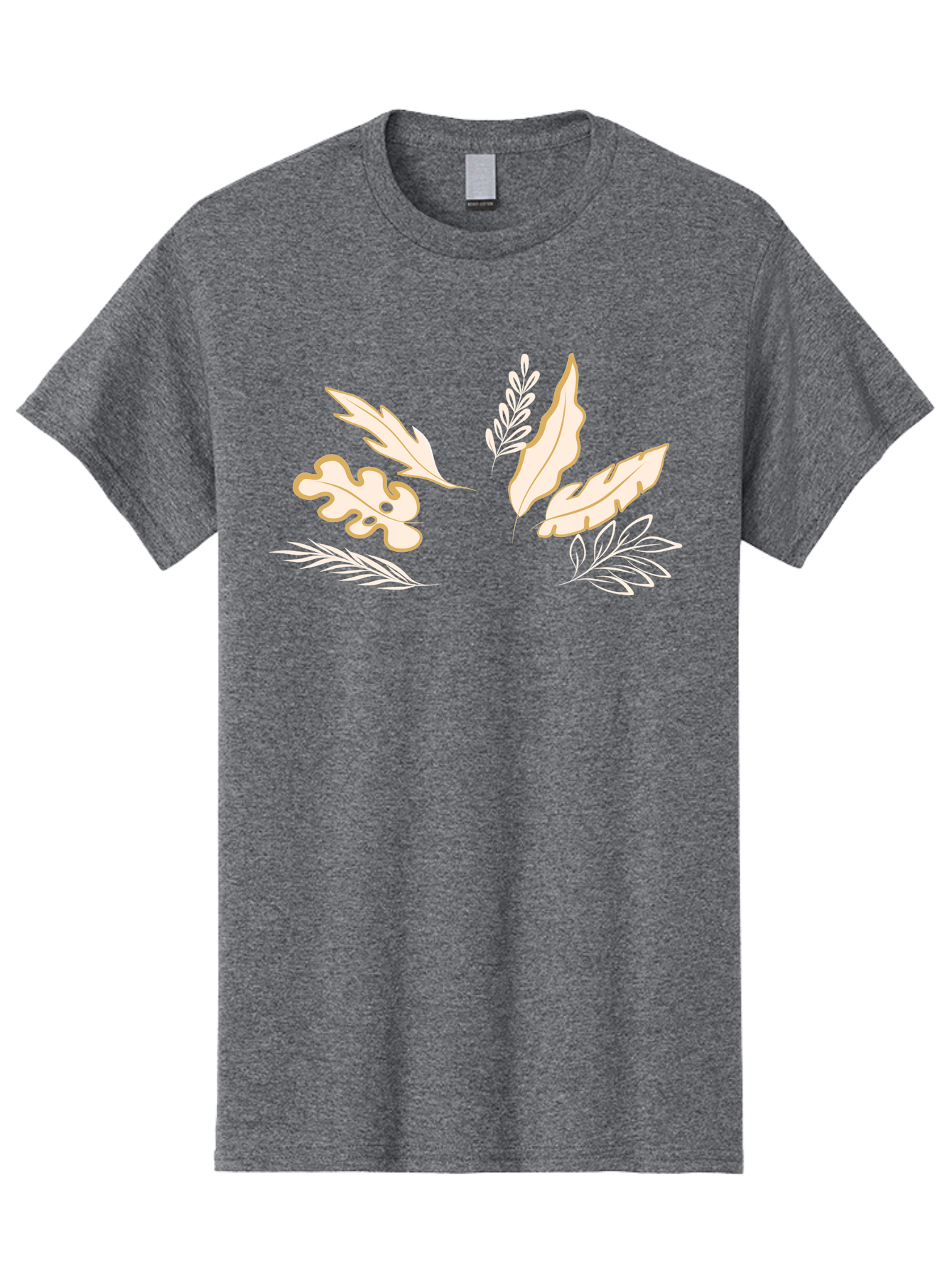 Leaves Men'S Graphic Tee, 100% Cotton, Comfortable Casual Summer Wear, Machine Washable, Illustrated Leaves, Leaf Designs, Foliage Art, Natural Elements, Botanical Graphics, Cream And White Leaves Aae027 29