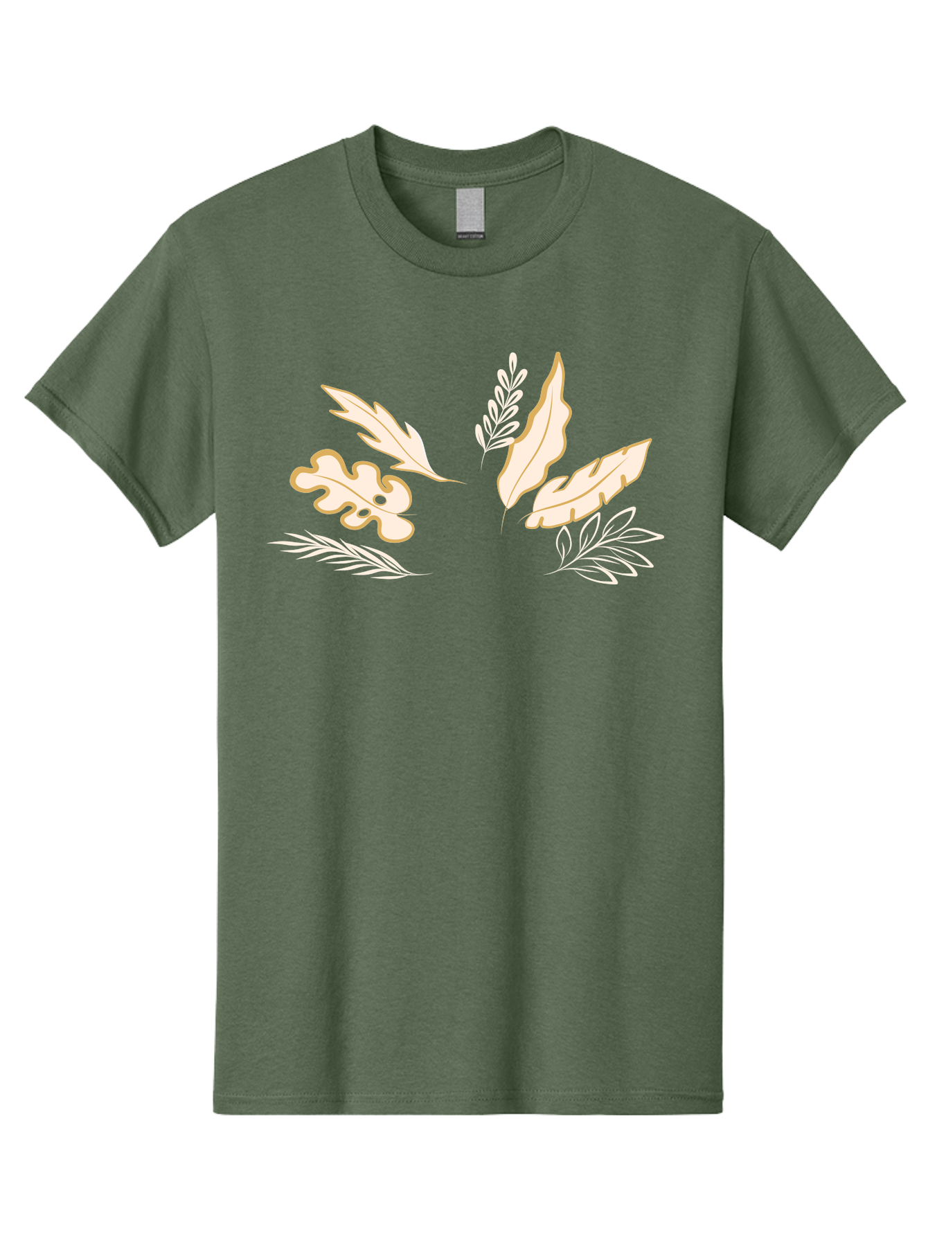 Leaves Men'S Graphic Tee, 100% Cotton, Comfortable Casual Summer Wear, Machine Washable, Illustrated Leaves, Leaf Designs, Foliage Art, Natural Elements, Botanical Graphics, Cream And White Leaves Aae027 3