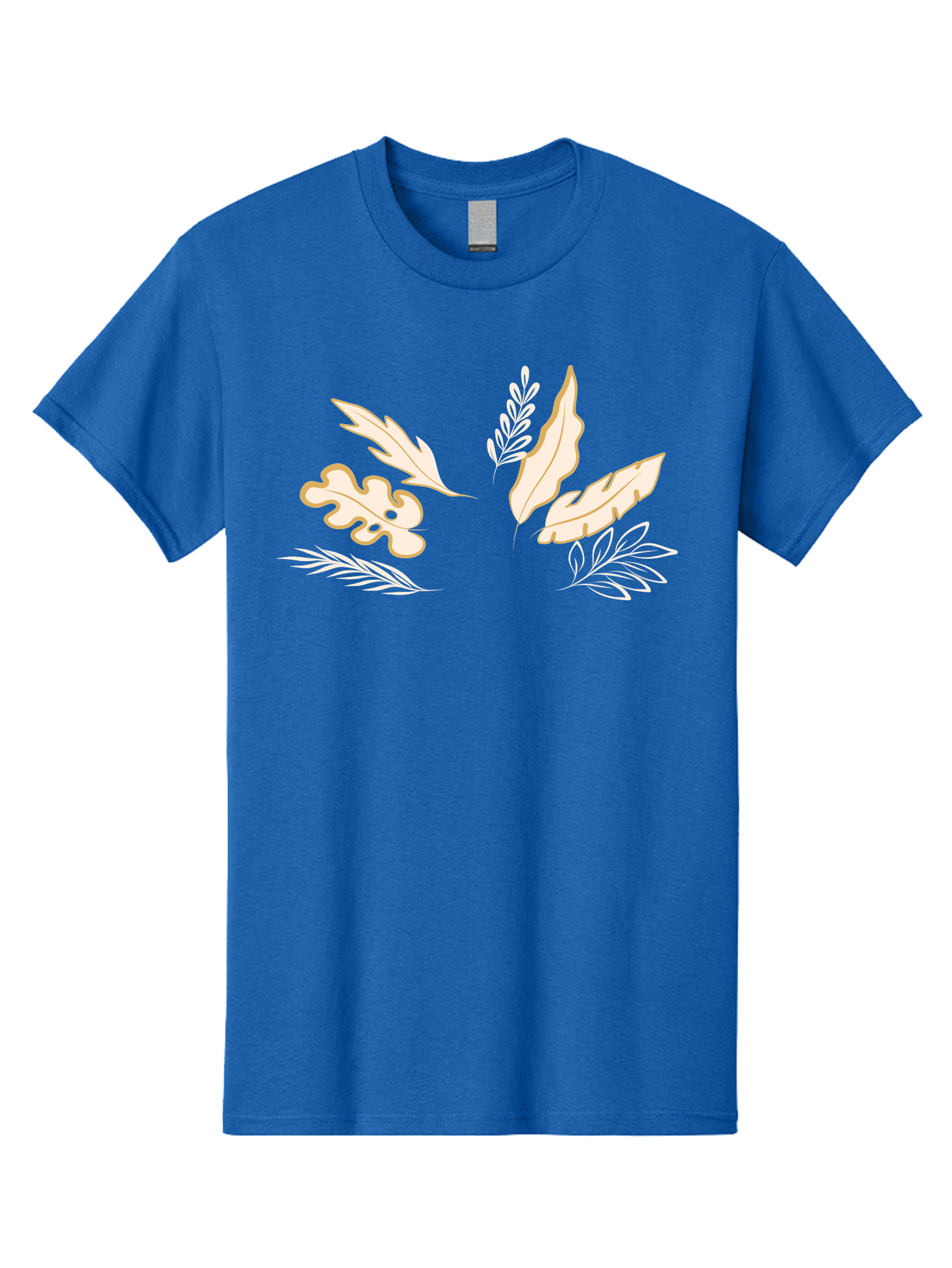 Leaves Men'S Graphic Tee, 100% Cotton, Comfortable Casual Summer Wear, Machine Washable, Illustrated Leaves, Leaf Designs, Foliage Art, Natural Elements, Botanical Graphics, Cream And White Leaves Aae027 7