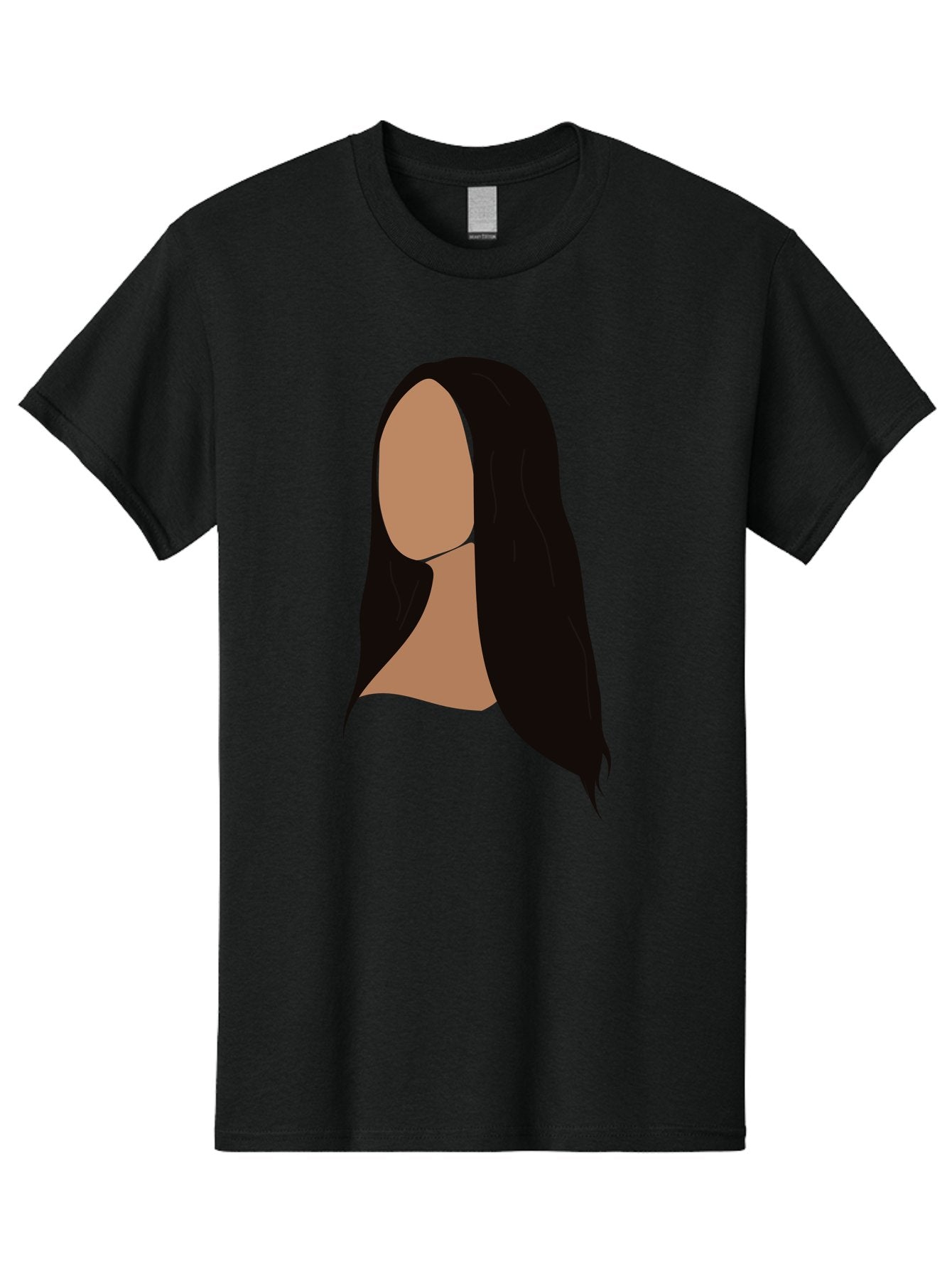 Long-Black-Hair Men'S Graphic Tee, 100% Cotton, Comfortable Casual Summer Wear, Machine Washable, Long Black Hair, Brunette, Female Silhouette, Faceless Portrait, Minimalist Art, Digital Illustration, Sleek Hairstyle, Straight Hair, Aae030 11