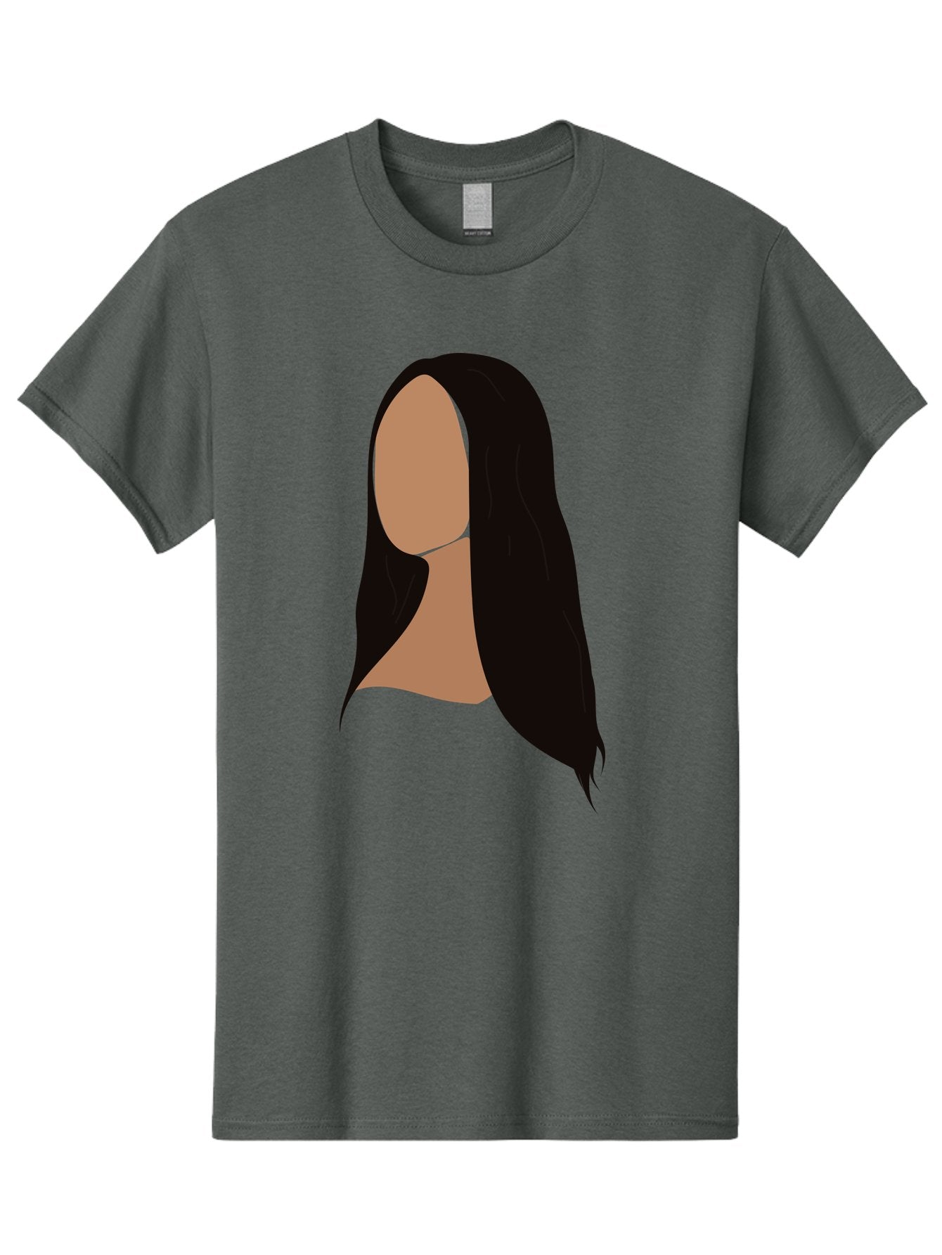 Long-Black-Hair Men'S Graphic Tee, 100% Cotton, Comfortable Casual Summer Wear, Machine Washable, Long Black Hair, Brunette, Female Silhouette, Faceless Portrait, Minimalist Art, Digital Illustration, Sleek Hairstyle, Straight Hair, Aae030