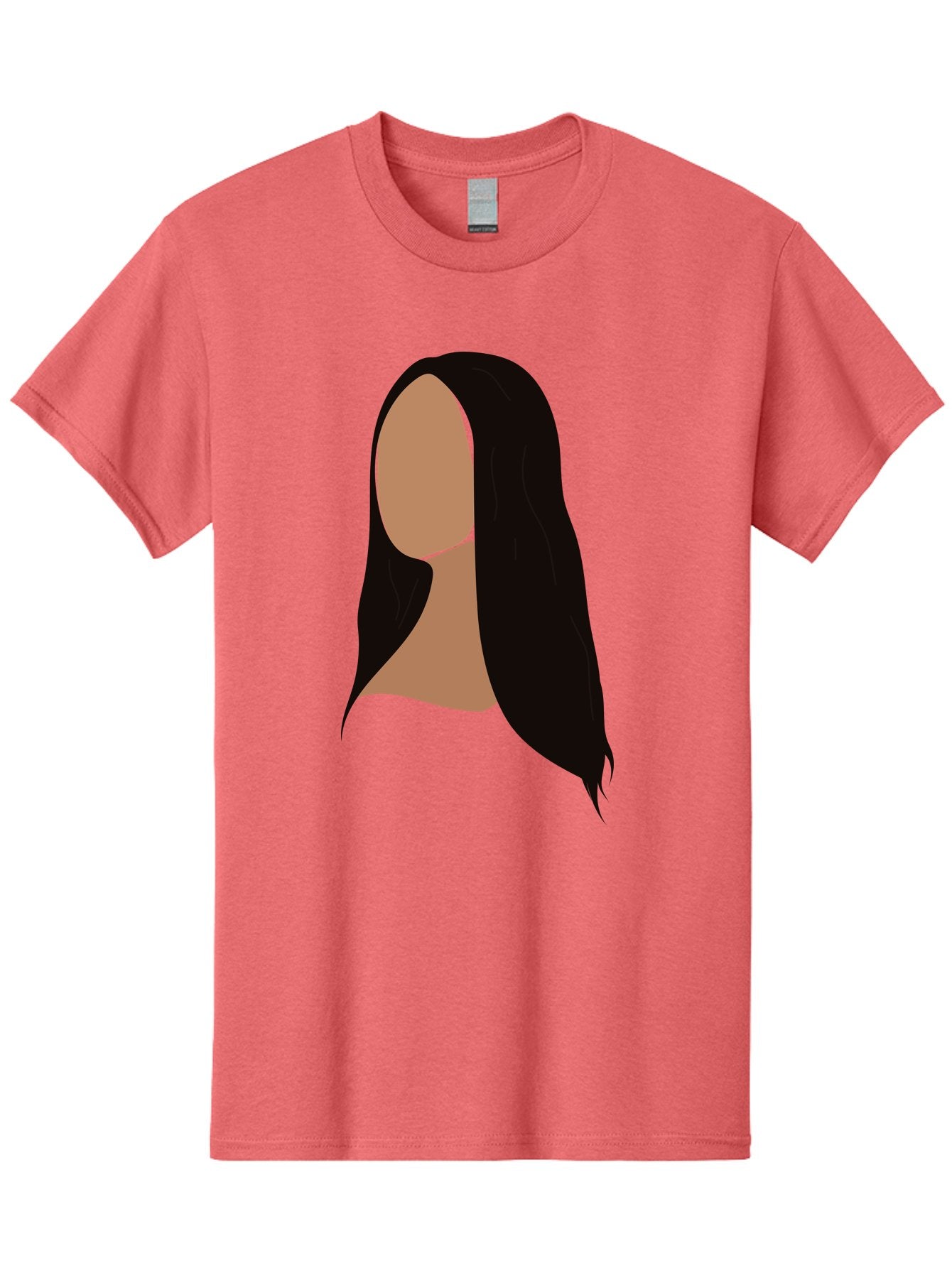 Long-Black-Hair Men'S Graphic Tee, 100% Cotton, Comfortable Casual Summer Wear, Machine Washable, Long Black Hair, Brunette, Female Silhouette, Faceless Portrait, Minimalist Art, Digital Illustration, Sleek Hairstyle, Straight Hair, Aae030 4