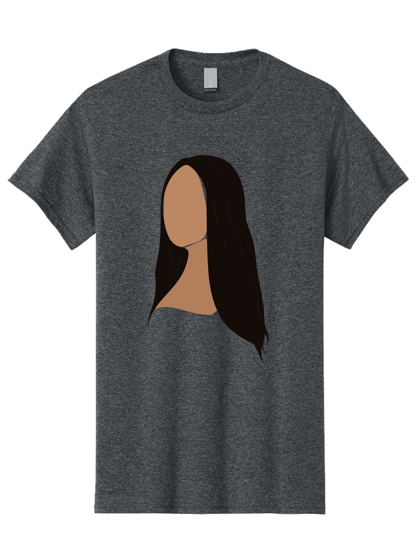 Long-Black-Hair Men'S Graphic Tee, 100% Cotton, Comfortable Casual Summer Wear, Machine Washable, Long Black Hair, Brunette, Female Silhouette, Faceless Portrait, Minimalist Art, Digital Illustration, Sleek Hairstyle, Straight Hair, Aae030 10