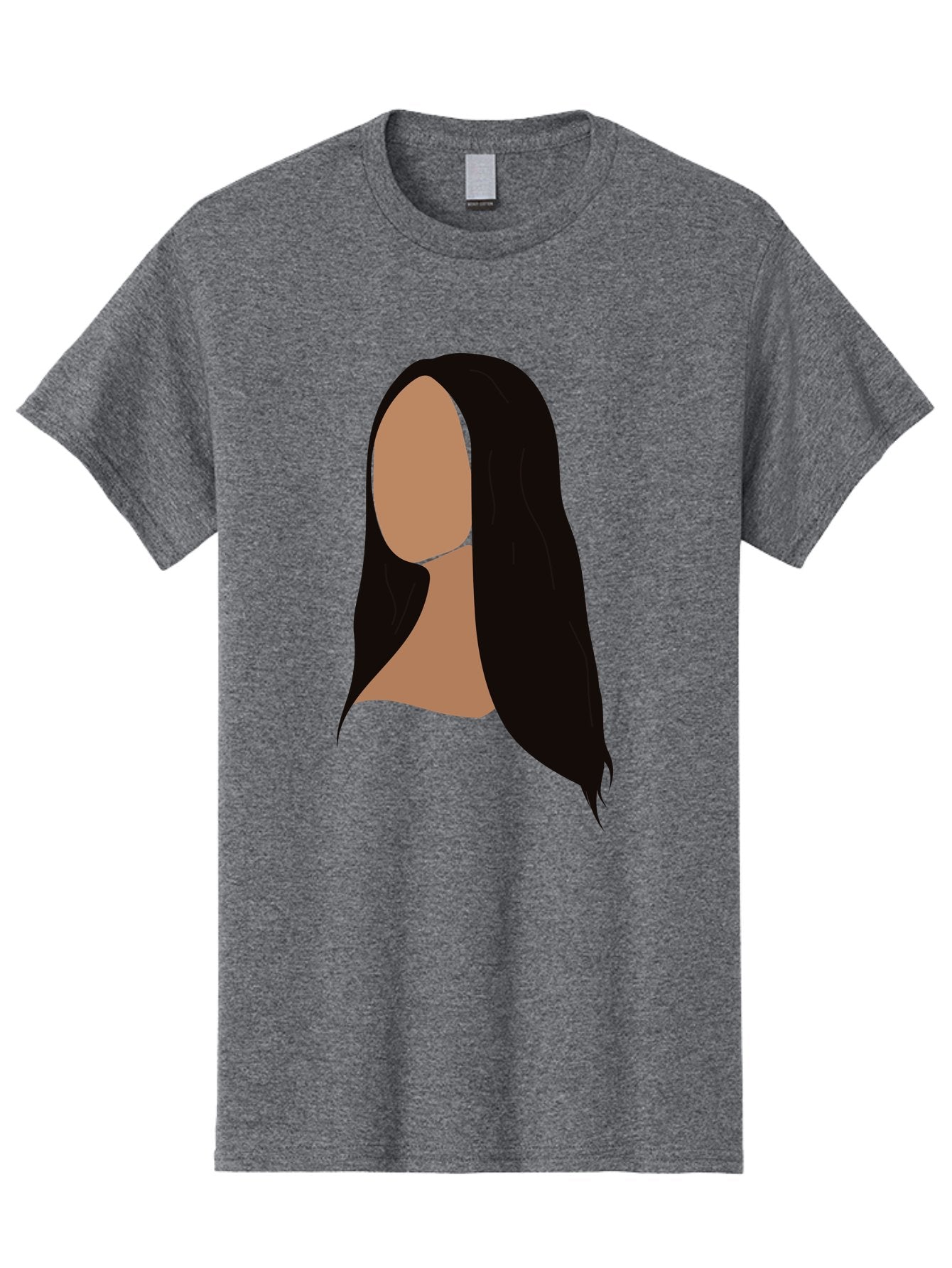 Long-Black-Hair Men'S Graphic Tee, 100% Cotton, Comfortable Casual Summer Wear, Machine Washable, Long Black Hair, Brunette, Female Silhouette, Faceless Portrait, Minimalist Art, Digital Illustration, Sleek Hairstyle, Straight Hair, Aae030 15