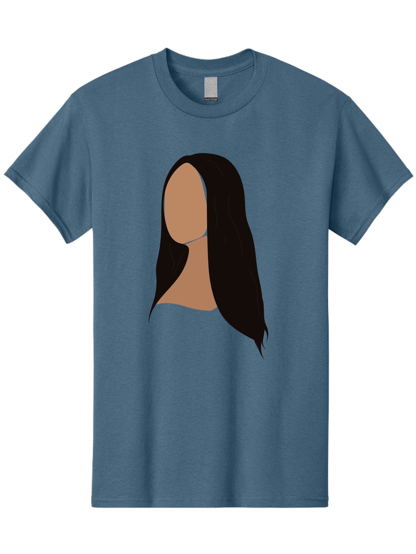 Long-Black-Hair Men'S Graphic Tee, 100% Cotton, Comfortable Casual Summer Wear, Machine Washable, Long Black Hair, Brunette, Female Silhouette, Faceless Portrait, Minimalist Art, Digital Illustration, Sleek Hairstyle, Straight Hair, Aae030 14