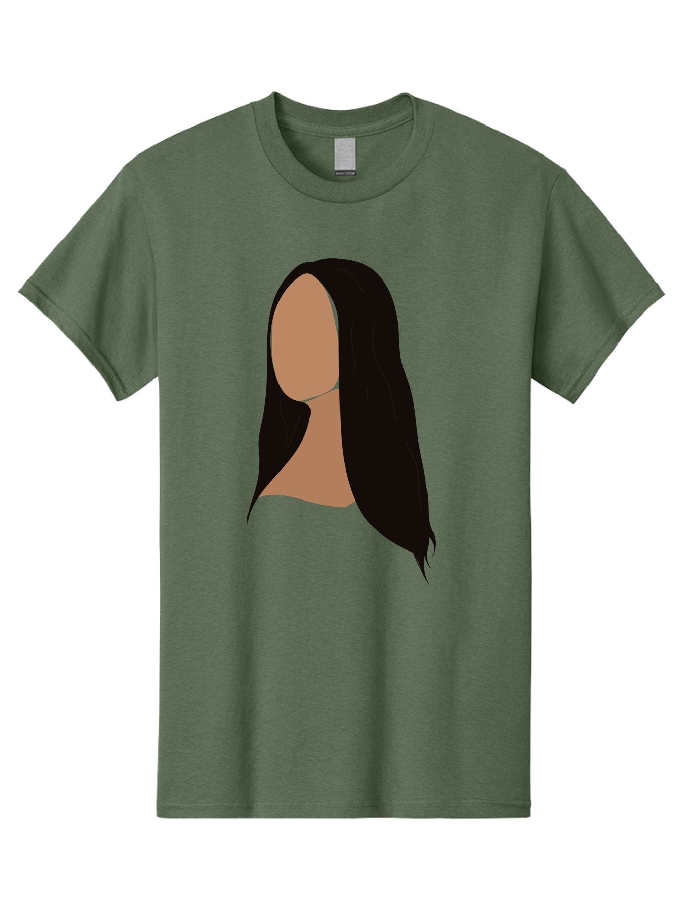 Long-Black-Hair Men'S Graphic Tee, 100% Cotton, Comfortable Casual Summer Wear, Machine Washable, Long Black Hair, Brunette, Female Silhouette, Faceless Portrait, Minimalist Art, Digital Illustration, Sleek Hairstyle, Straight Hair, Aae030 3