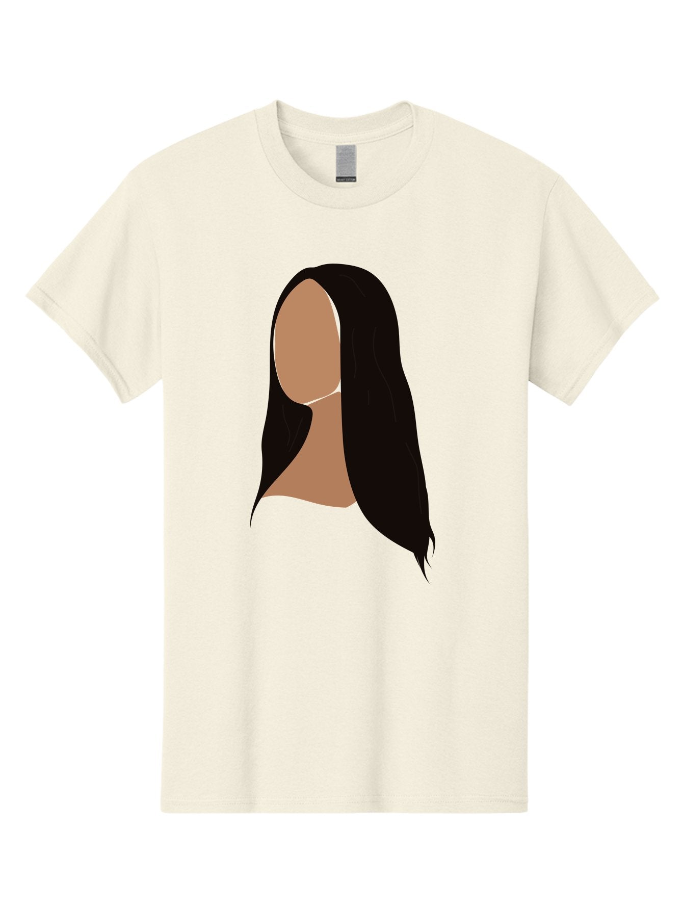 Long-Black-Hair Men'S Graphic Tee, 100% Cotton, Comfortable Casual Summer Wear, Machine Washable, Long Black Hair, Brunette, Female Silhouette, Faceless Portrait, Minimalist Art, Digital Illustration, Sleek Hairstyle, Straight Hair, Aae030 8