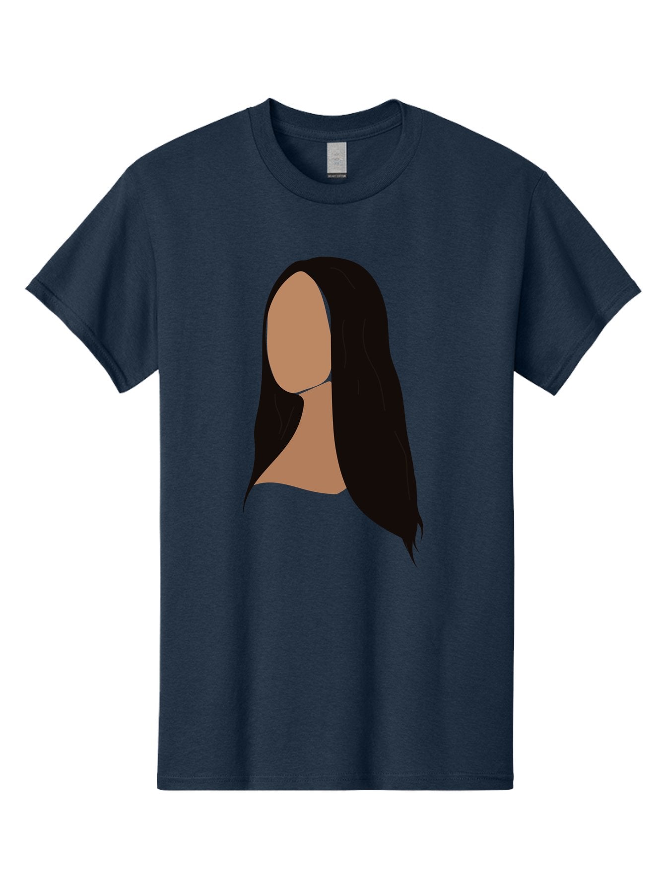 Long-Black-Hair Men'S Graphic Tee, 100% Cotton, Comfortable Casual Summer Wear, Machine Washable, Long Black Hair, Brunette, Female Silhouette, Faceless Portrait, Minimalist Art, Digital Illustration, Sleek Hairstyle, Straight Hair, Aae030 5