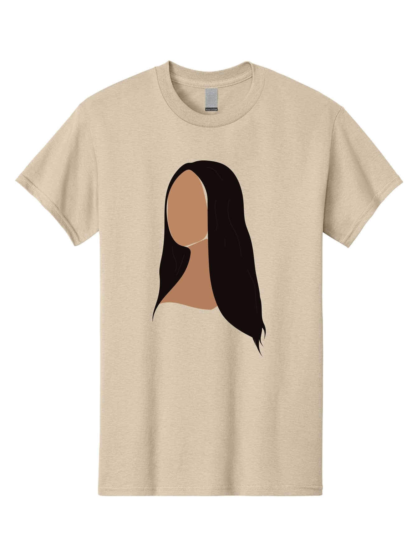 Long-Black-Hair Men'S Graphic Tee, 100% Cotton, Comfortable Casual Summer Wear, Machine Washable, Long Black Hair, Brunette, Female Silhouette, Faceless Portrait, Minimalist Art, Digital Illustration, Sleek Hairstyle, Straight Hair, Aae030 12