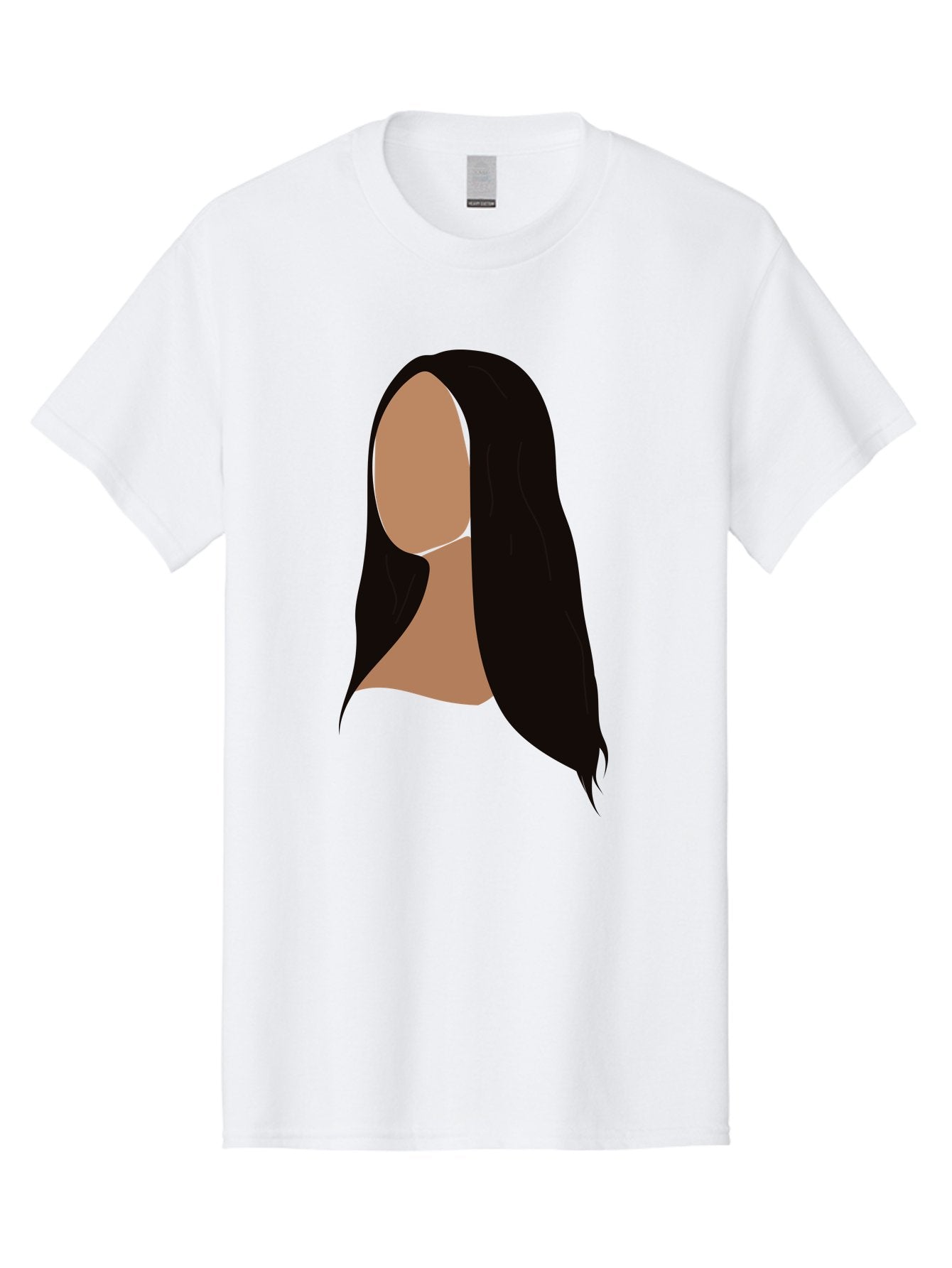 Long-Black-Hair Men'S Graphic Tee, 100% Cotton, Comfortable Casual Summer Wear, Machine Washable, Long Black Hair, Brunette, Female Silhouette, Faceless Portrait, Minimalist Art, Digital Illustration, Sleek Hairstyle, Straight Hair, Aae030 13