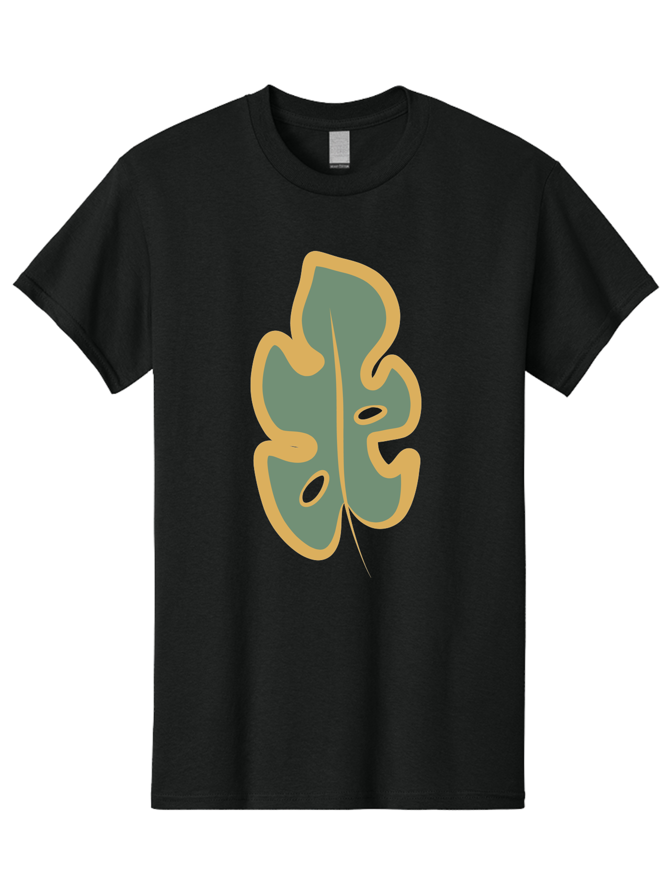 Monstera-Leaf Men'S Graphic Tee, 100% Cotton, Comfortable Casual Summer Wear, Machine Washable, Simple Leaf Illustration, Minimalist Art, Gray And Yellow Colors, Natural Shapes, Organic Design, Botanical Elements, Leaf Pattern Aae031 7