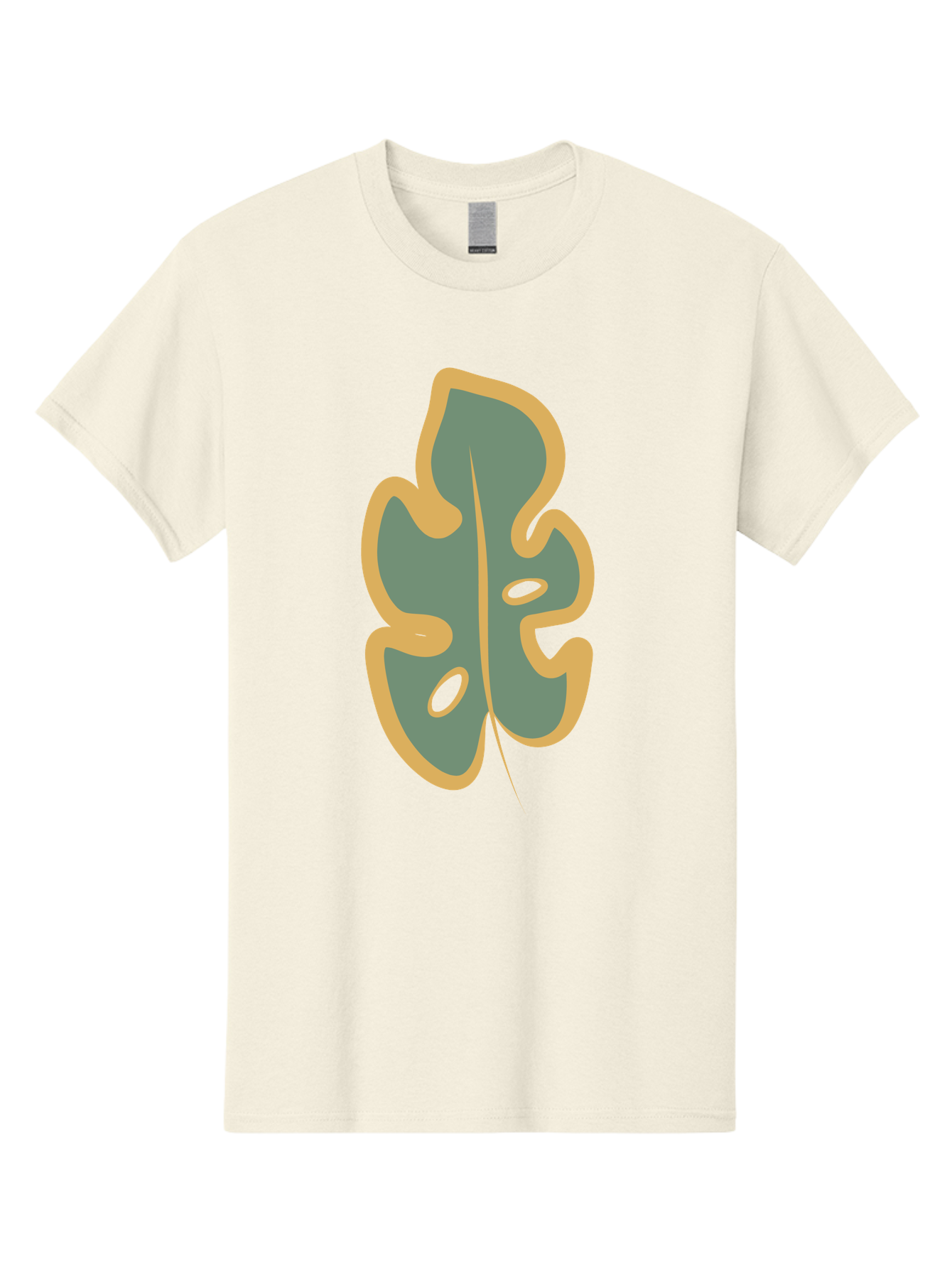 Monstera-Leaf Men'S Graphic Tee, 100% Cotton, Comfortable Casual Summer Wear, Machine Washable, Simple Leaf Illustration, Minimalist Art, Gray And Yellow Colors, Natural Shapes, Organic Design, Botanical Elements, Leaf Pattern Aae031 3