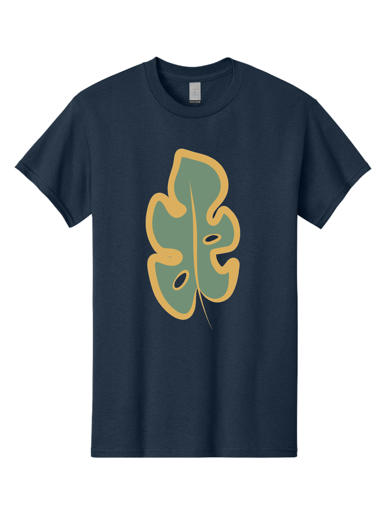 Monstera-Leaf Men'S Graphic Tee, 100% Cotton, Comfortable Casual Summer Wear, Machine Washable, Simple Leaf Illustration, Minimalist Art, Gray And Yellow Colors, Natural Shapes, Organic Design, Botanical Elements, Leaf Pattern Aae031 9