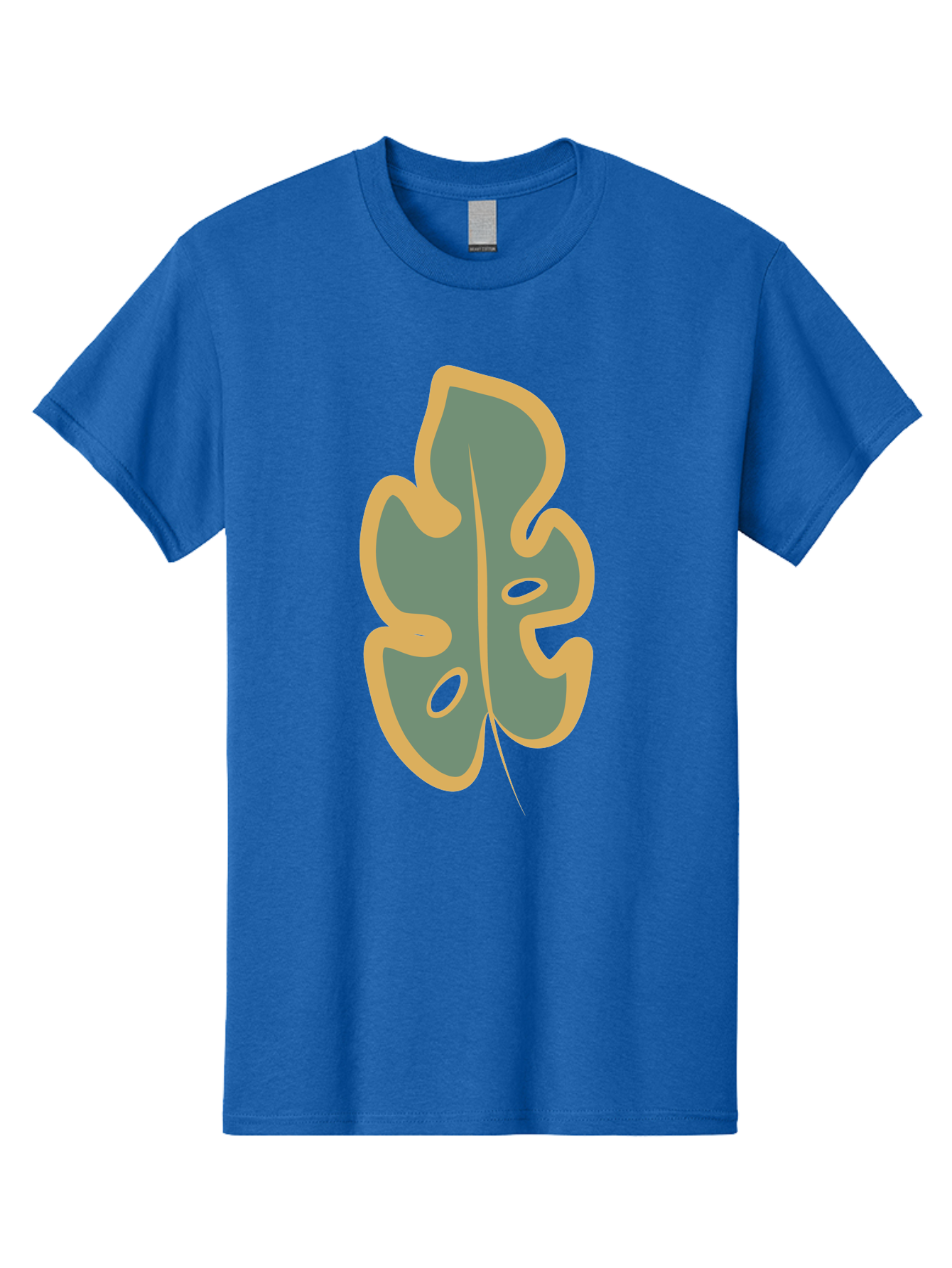 Monstera-Leaf Men'S Graphic Tee, 100% Cotton, Comfortable Casual Summer Wear, Machine Washable, Simple Leaf Illustration, Minimalist Art, Gray And Yellow Colors, Natural Shapes, Organic Design, Botanical Elements, Leaf Pattern Aae031 27