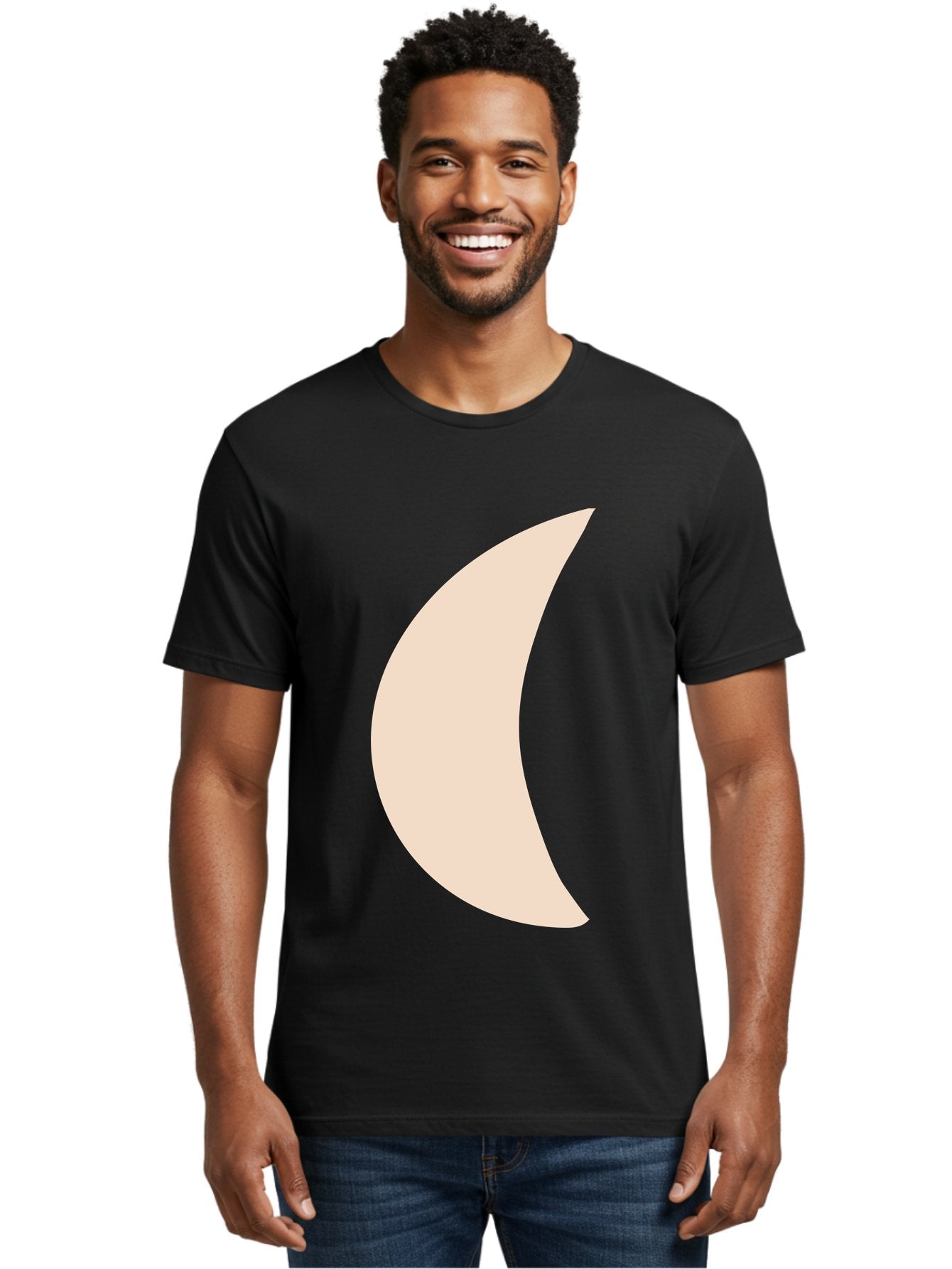 Moon Men'S Graphic Tee, 100% Cotton, Comfortable Casual Summer Wear, Machine Washable, Crescent Moon, Moon Shape, Minimalist Design, Simple Art, Lunar Symbol, Celestial Body, Abstract Illustration Aae032 23