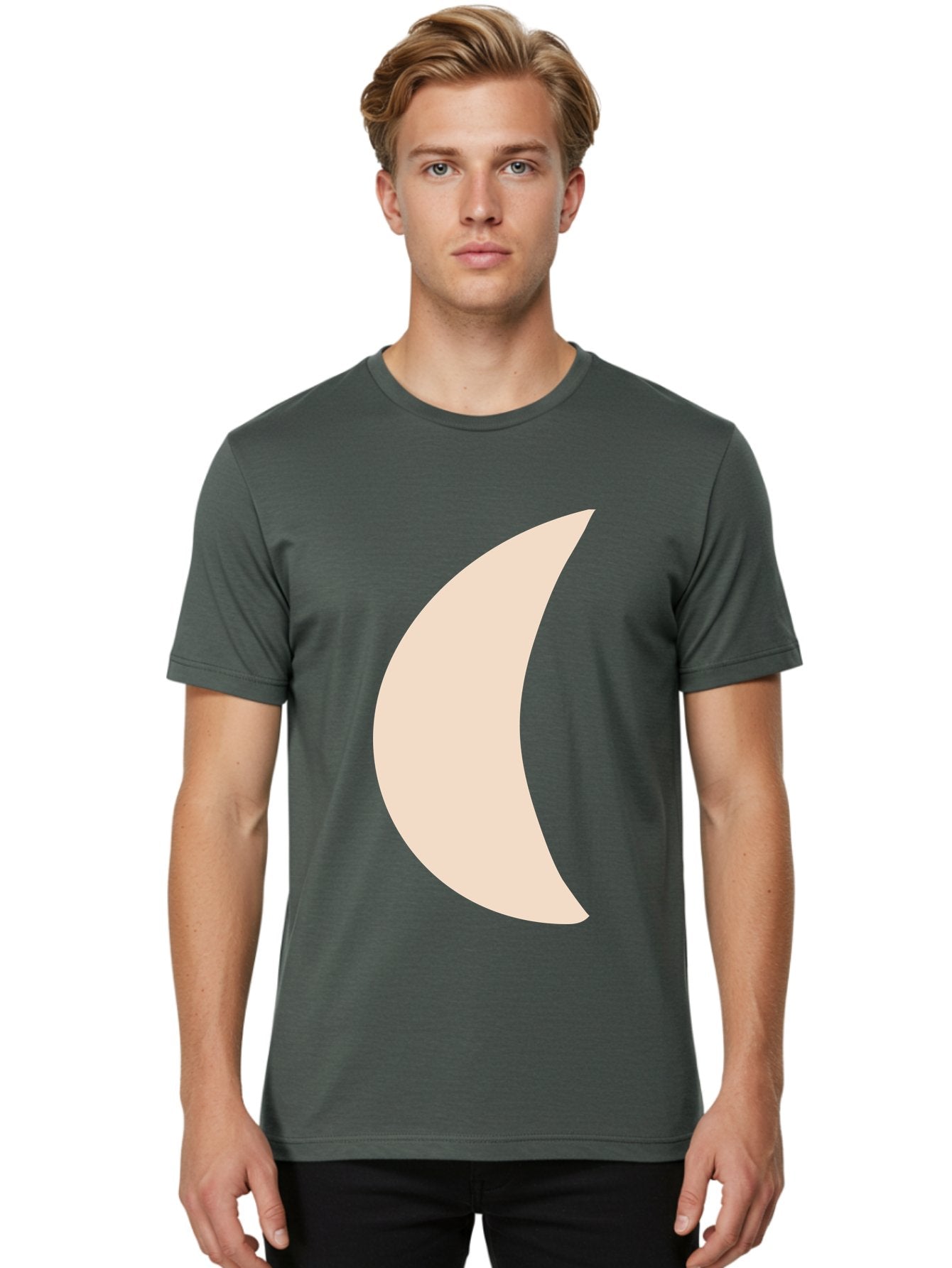 Moon Men'S Graphic Tee, 100% Cotton, Comfortable Casual Summer Wear, Machine Washable, Crescent Moon, Moon Shape, Minimalist Design, Simple Art, Lunar Symbol, Celestial Body, Abstract Illustration Aae032 24