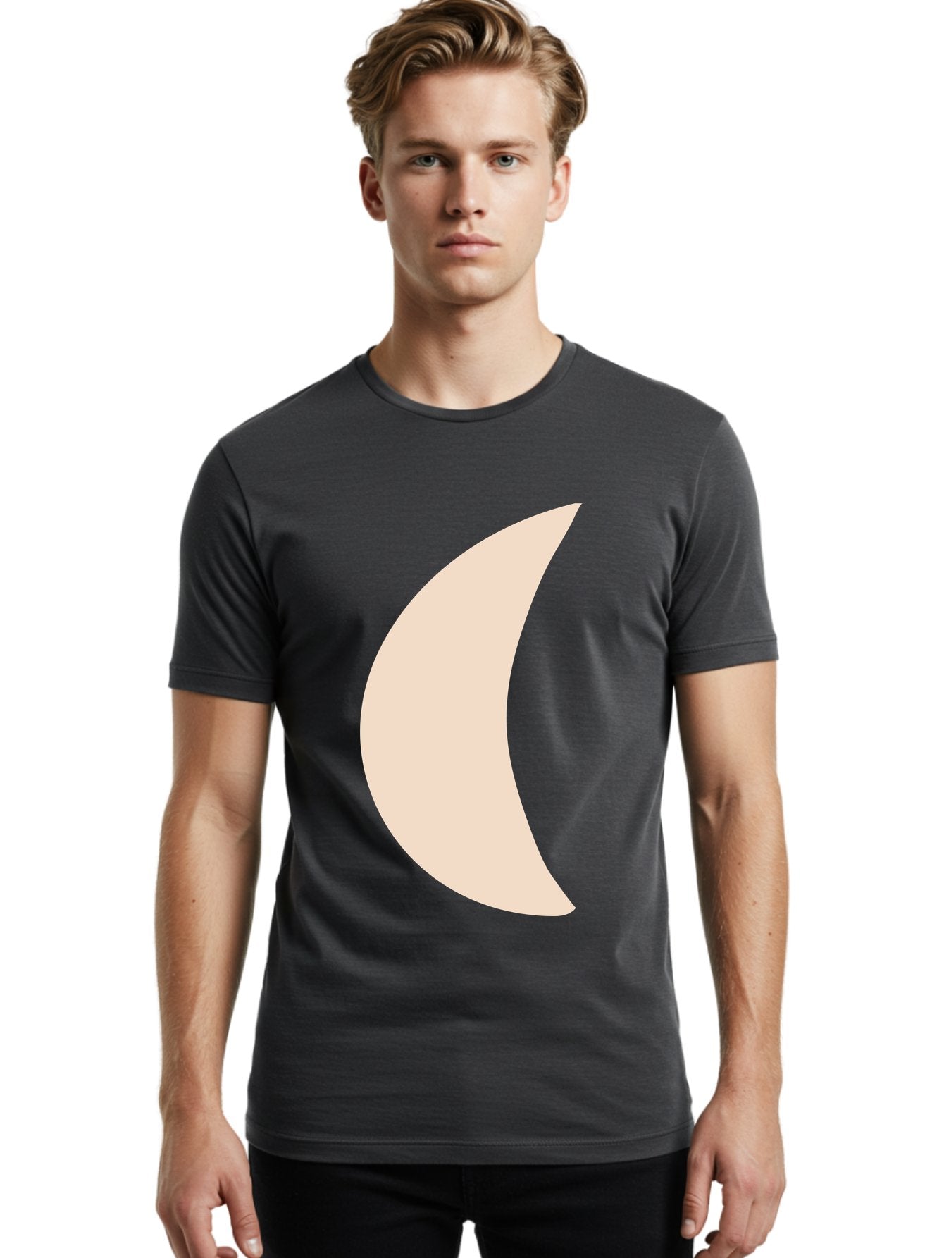 Moon Men'S Graphic Tee, 100% Cotton, Comfortable Casual Summer Wear, Machine Washable, Crescent Moon, Moon Shape, Minimalist Design, Simple Art, Lunar Symbol, Celestial Body, Abstract Illustration Aae032 20