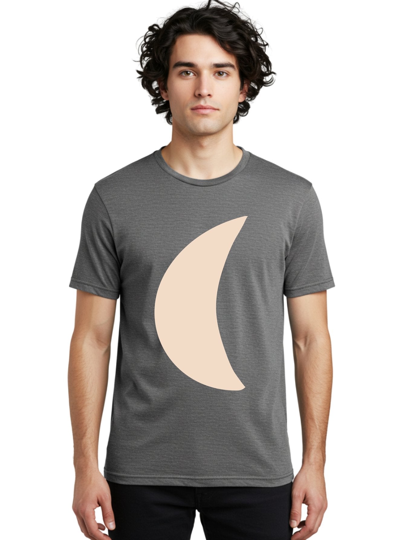 Moon Men'S Graphic Tee, 100% Cotton, Comfortable Casual Summer Wear, Machine Washable, Crescent Moon, Moon Shape, Minimalist Design, Simple Art, Lunar Symbol, Celestial Body, Abstract Illustration Aae032 25
