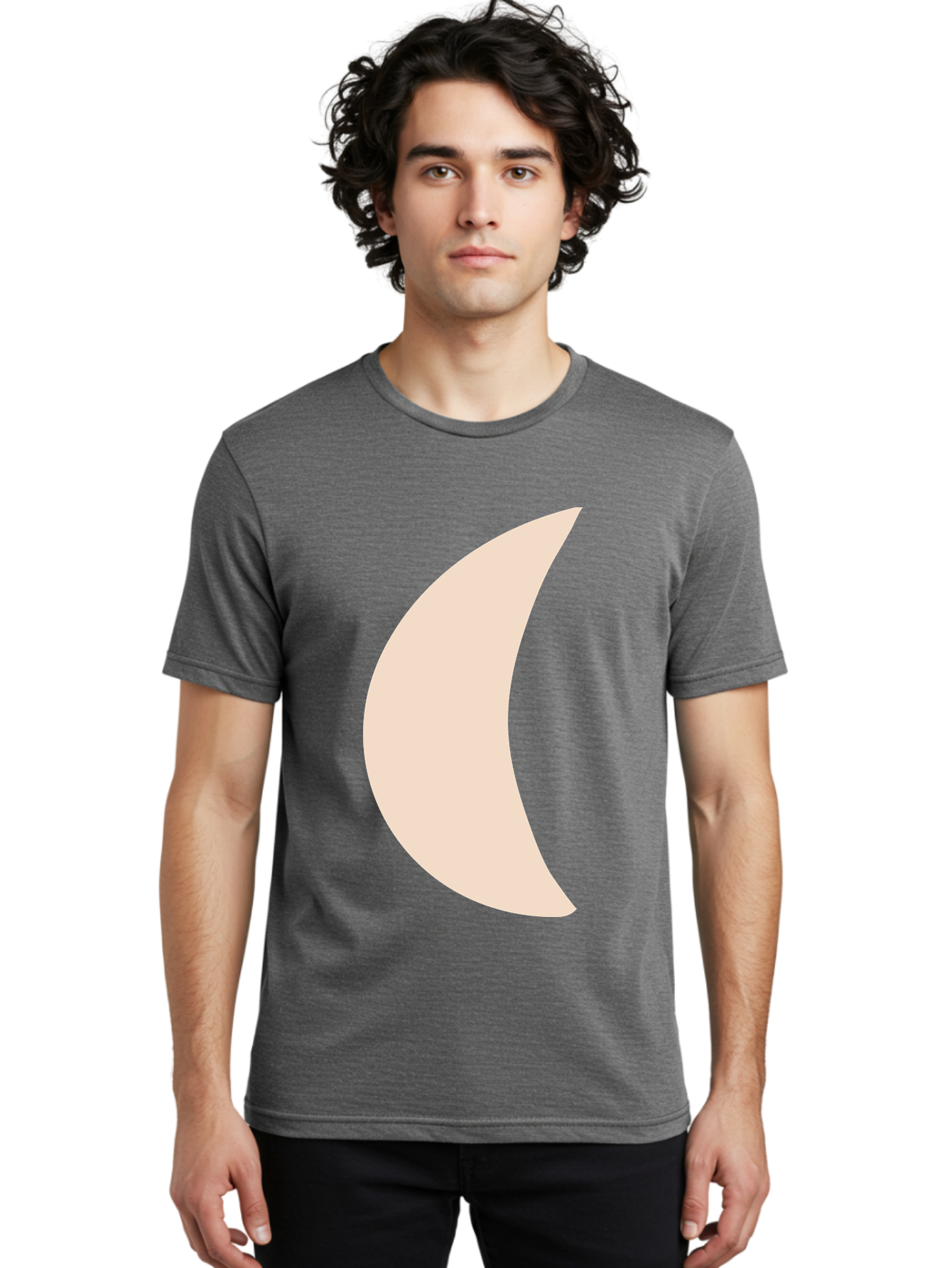 Moon Men'S Graphic Tee, 100% Cotton, Comfortable Casual Summer Wear, Machine Washable, Crescent Moon, Moon Shape, Minimalist Design, Simple Art, Lunar Symbol, Celestial Body, Abstract Illustration Aae032 12