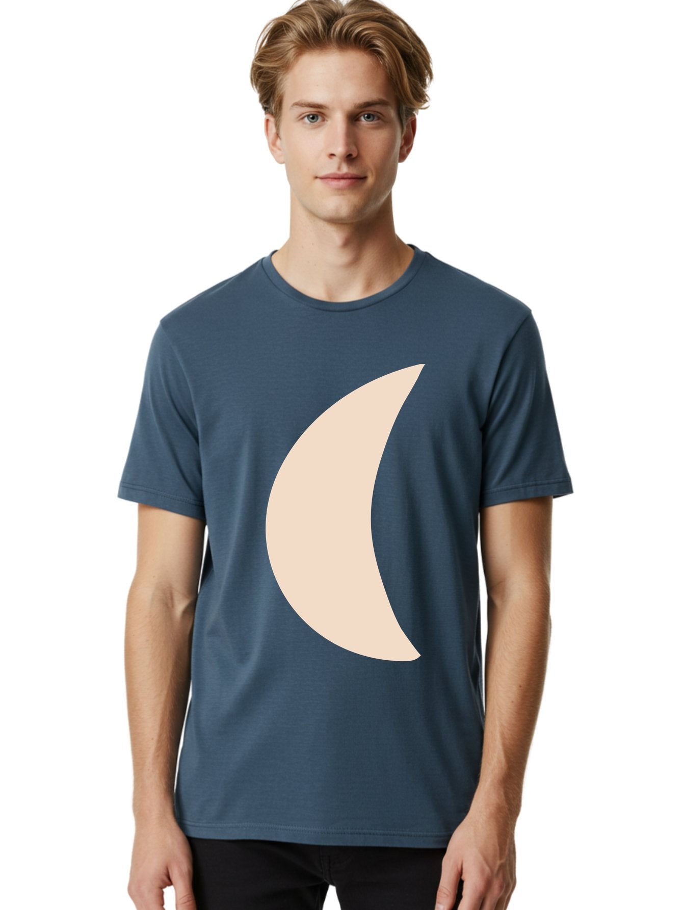 Moon Men'S Graphic Tee, 100% Cotton, Comfortable Casual Summer Wear, Machine Washable, Crescent Moon, Moon Shape, Minimalist Design, Simple Art, Lunar Symbol, Celestial Body, Abstract Illustration Aae032 19