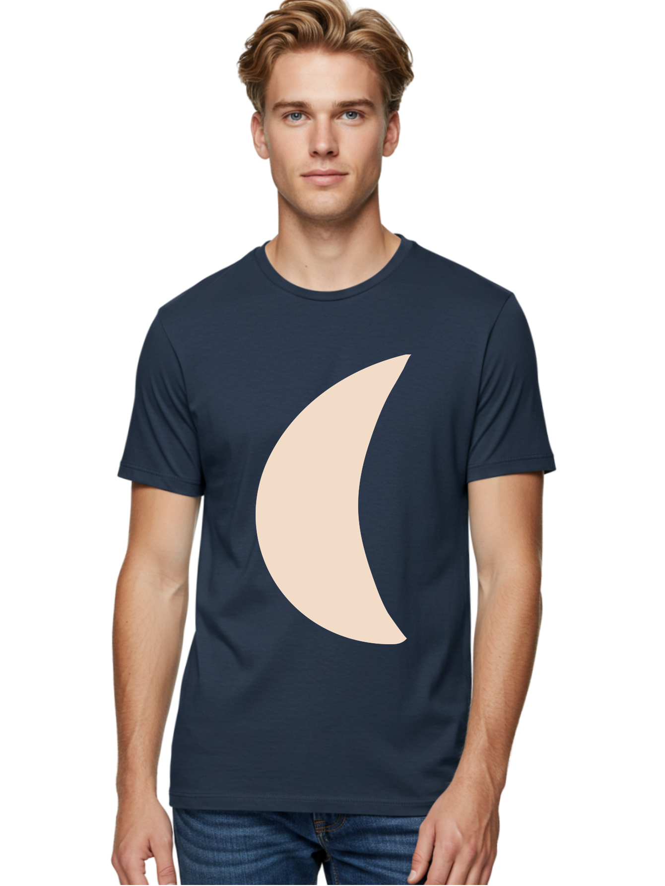 Moon Men'S Graphic Tee, 100% Cotton, Comfortable Casual Summer Wear, Machine Washable, Crescent Moon, Moon Shape, Minimalist Design, Simple Art, Lunar Symbol, Celestial Body, Abstract Illustration Aae032 28