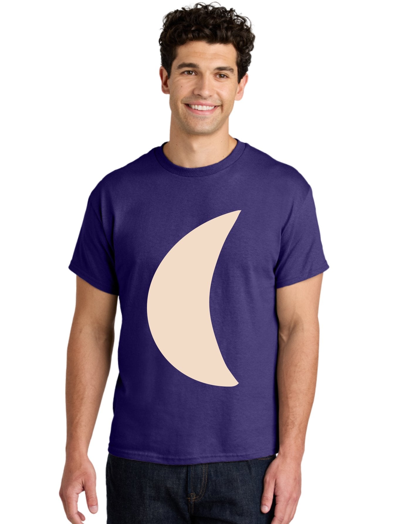 Moon Men'S Graphic Tee, 100% Cotton, Comfortable Casual Summer Wear, Machine Washable, Crescent Moon, Moon Shape, Minimalist Design, Simple Art, Lunar Symbol, Celestial Body, Abstract Illustration Aae032 30