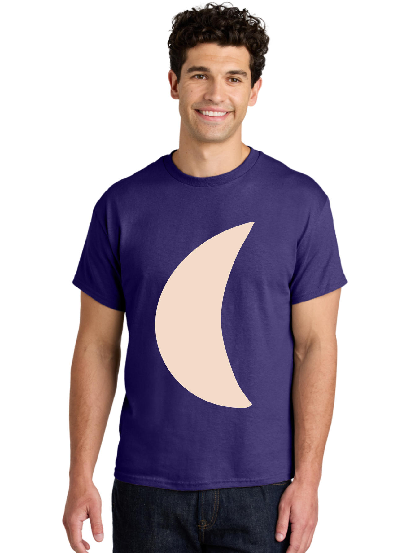Moon Men'S Graphic Tee, 100% Cotton, Comfortable Casual Summer Wear, Machine Washable, Crescent Moon, Moon Shape, Minimalist Design, Simple Art, Lunar Symbol, Celestial Body, Abstract Illustration Aae032