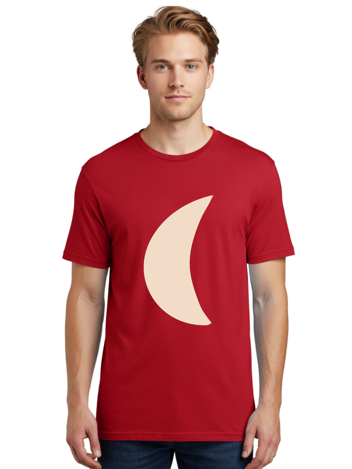 Moon Men'S Graphic Tee, 100% Cotton, Comfortable Casual Summer Wear, Machine Washable, Crescent Moon, Moon Shape, Minimalist Design, Simple Art, Lunar Symbol, Celestial Body, Abstract Illustration Aae032 18