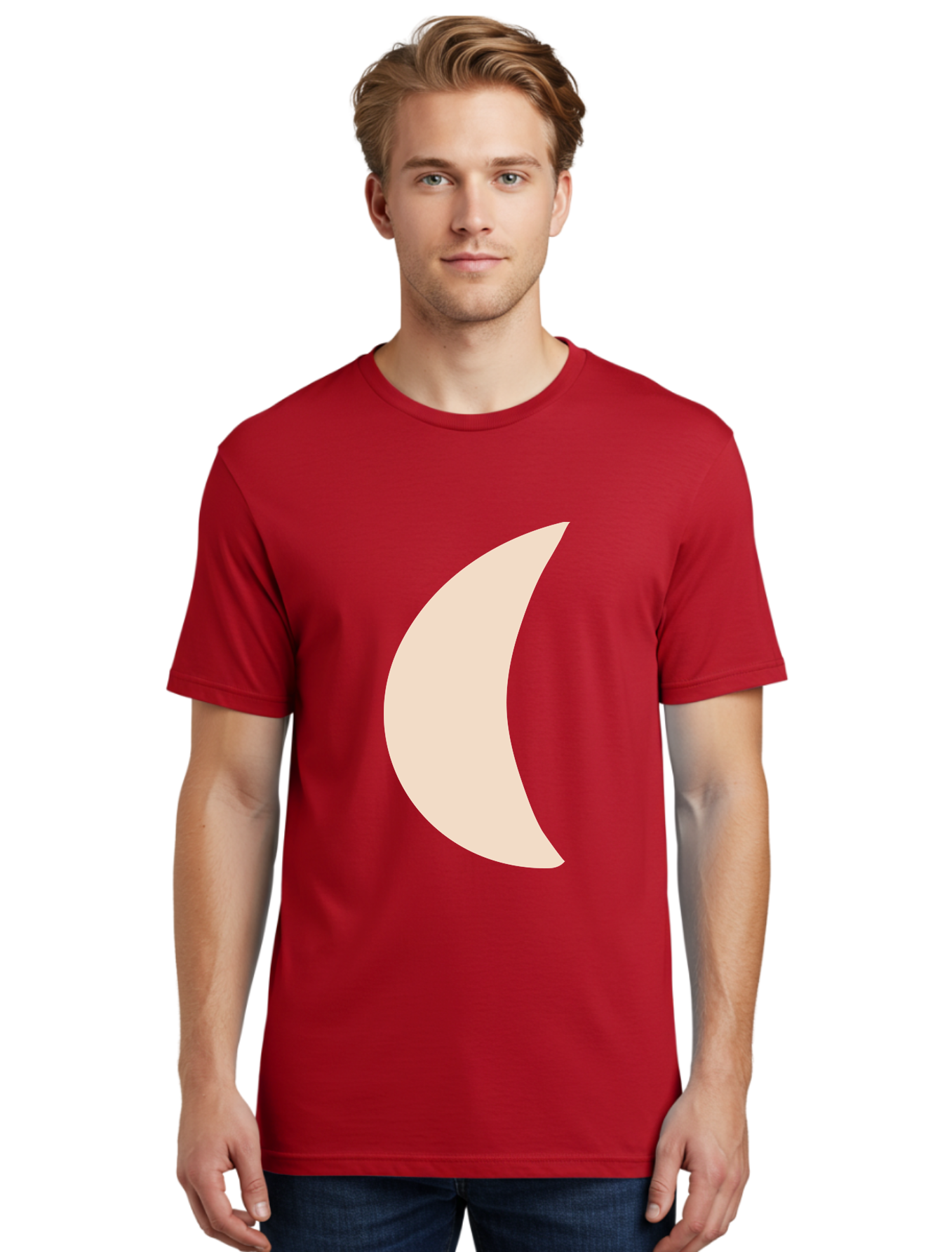 Moon Men'S Graphic Tee, 100% Cotton, Comfortable Casual Summer Wear, Machine Washable, Crescent Moon, Moon Shape, Minimalist Design, Simple Art, Lunar Symbol, Celestial Body, Abstract Illustration Aae032 24