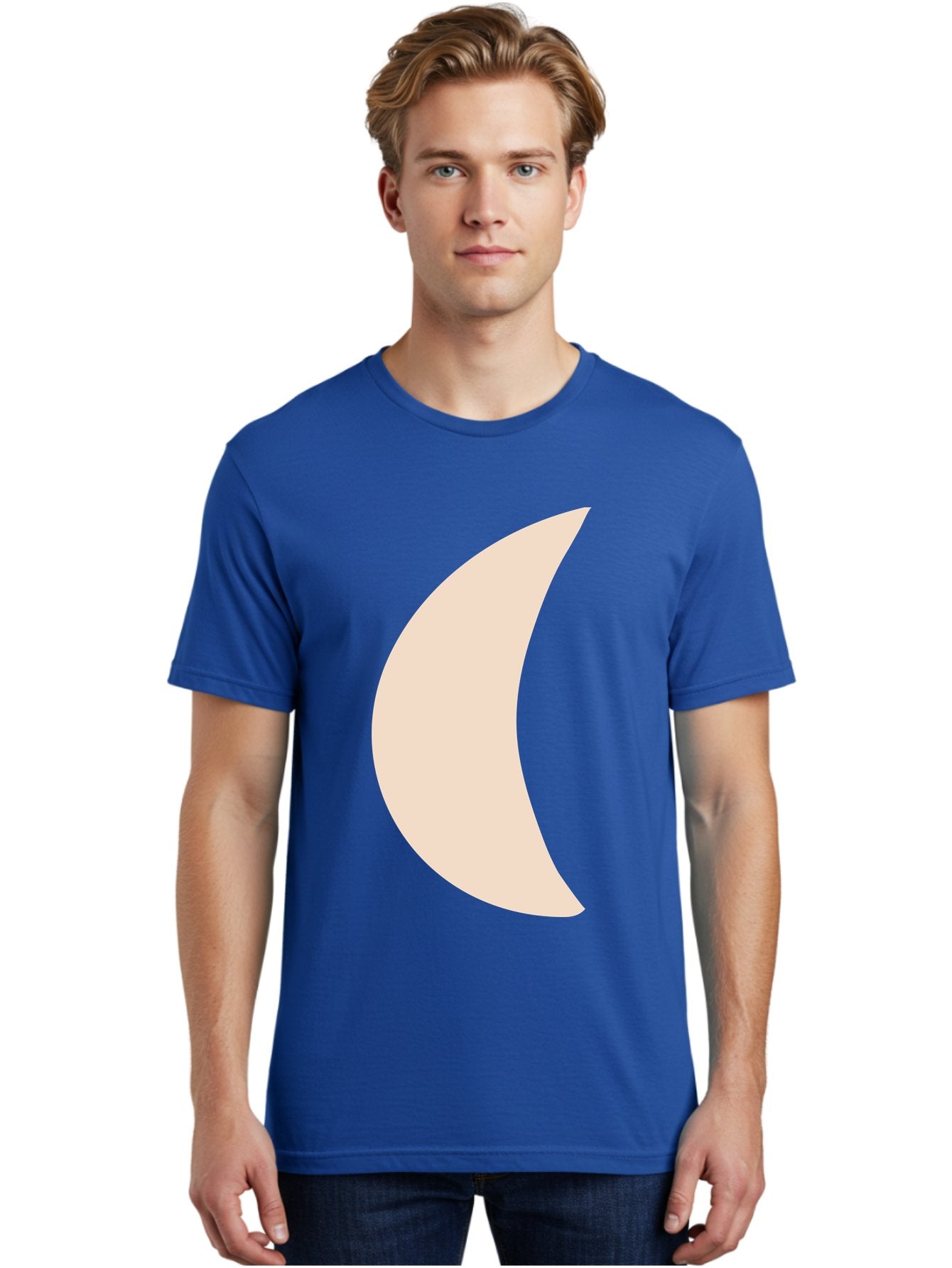Moon Men'S Graphic Tee, 100% Cotton, Comfortable Casual Summer Wear, Machine Washable, Crescent Moon, Moon Shape, Minimalist Design, Simple Art, Lunar Symbol, Celestial Body, Abstract Illustration Aae032 28
