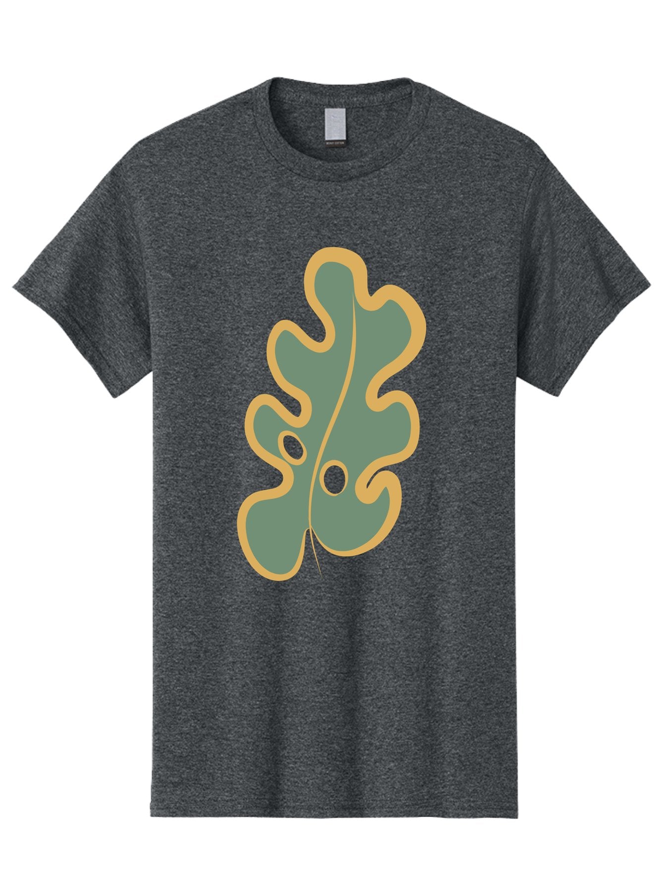 Oak-Leaf-1 Men'S Graphic Tee, 100% Cotton, Comfortable Casual Summer Wear, Machine Washable, Oak Leaf, Leaf Silhouette, Foliage Icon, Nature Symbol, Muted Green, Yellow Outline, Simple Graphic, Natural Design Aae033 3