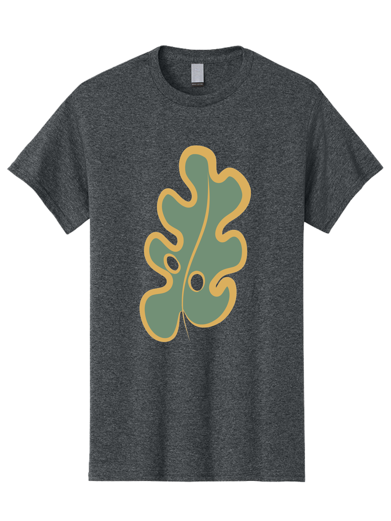 Oak-Leaf-1 Men'S Graphic Tee, 100% Cotton, Comfortable Casual Summer Wear, Machine Washable, Oak Leaf, Leaf Silhouette, Foliage Icon, Nature Symbol, Muted Green, Yellow Outline, Simple Graphic, Natural Design Aae033 17