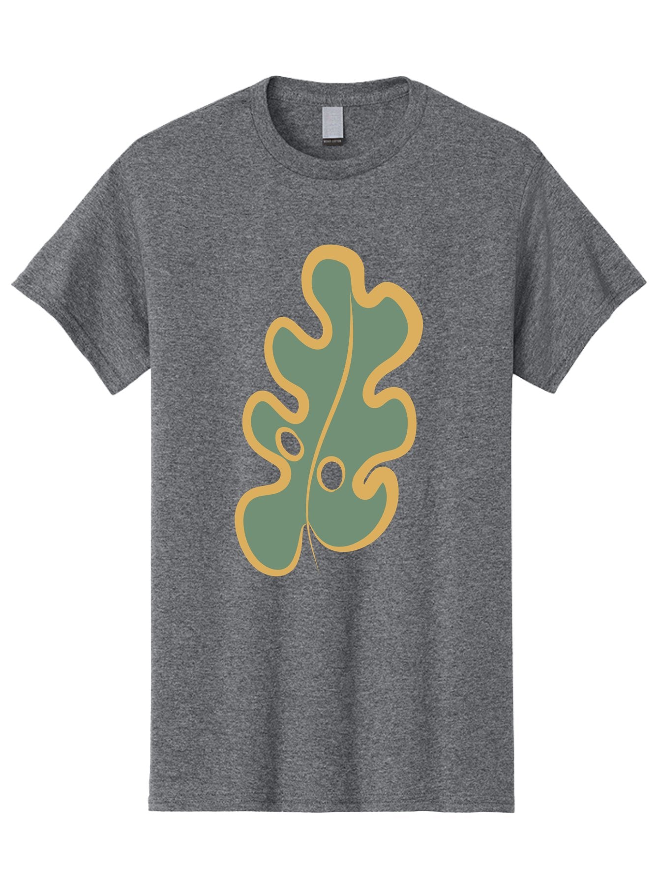 Oak-Leaf-1 Men'S Graphic Tee, 100% Cotton, Comfortable Casual Summer Wear, Machine Washable, Oak Leaf, Leaf Silhouette, Foliage Icon, Nature Symbol, Muted Green, Yellow Outline, Simple Graphic, Natural Design Aae033 12