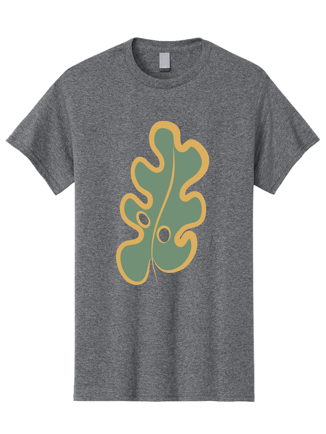 Oak-Leaf-1 Men'S Graphic Tee, 100% Cotton, Comfortable Casual Summer Wear, Machine Washable, Oak Leaf, Leaf Silhouette, Foliage Icon, Nature Symbol, Muted Green, Yellow Outline, Simple Graphic, Natural Design Aae033 5