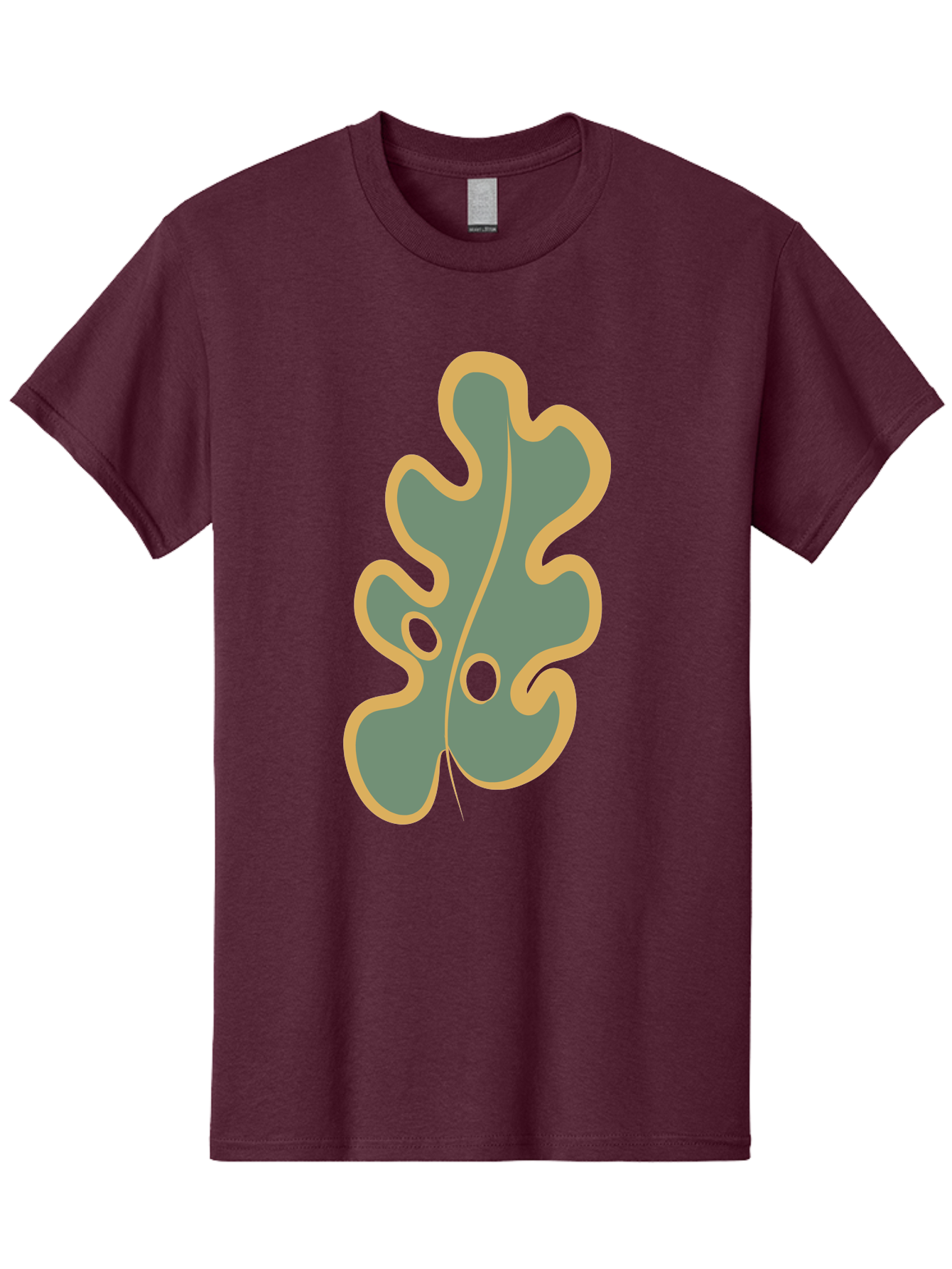 Oak-Leaf-1 Men'S Graphic Tee, 100% Cotton, Comfortable Casual Summer Wear, Machine Washable, Oak Leaf, Leaf Silhouette, Foliage Icon, Nature Symbol, Muted Green, Yellow Outline, Simple Graphic, Natural Design Aae033 29