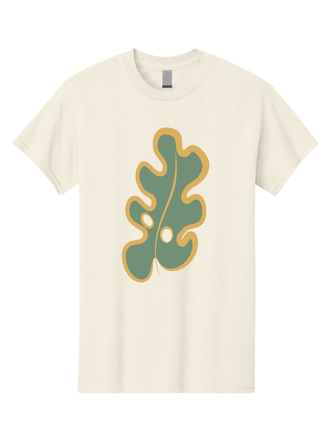 Oak-Leaf-1 Men'S Graphic Tee, 100% Cotton, Comfortable Casual Summer Wear, Machine Washable, Oak Leaf, Leaf Silhouette, Foliage Icon, Nature Symbol, Muted Green, Yellow Outline, Simple Graphic, Natural Design Aae033 8