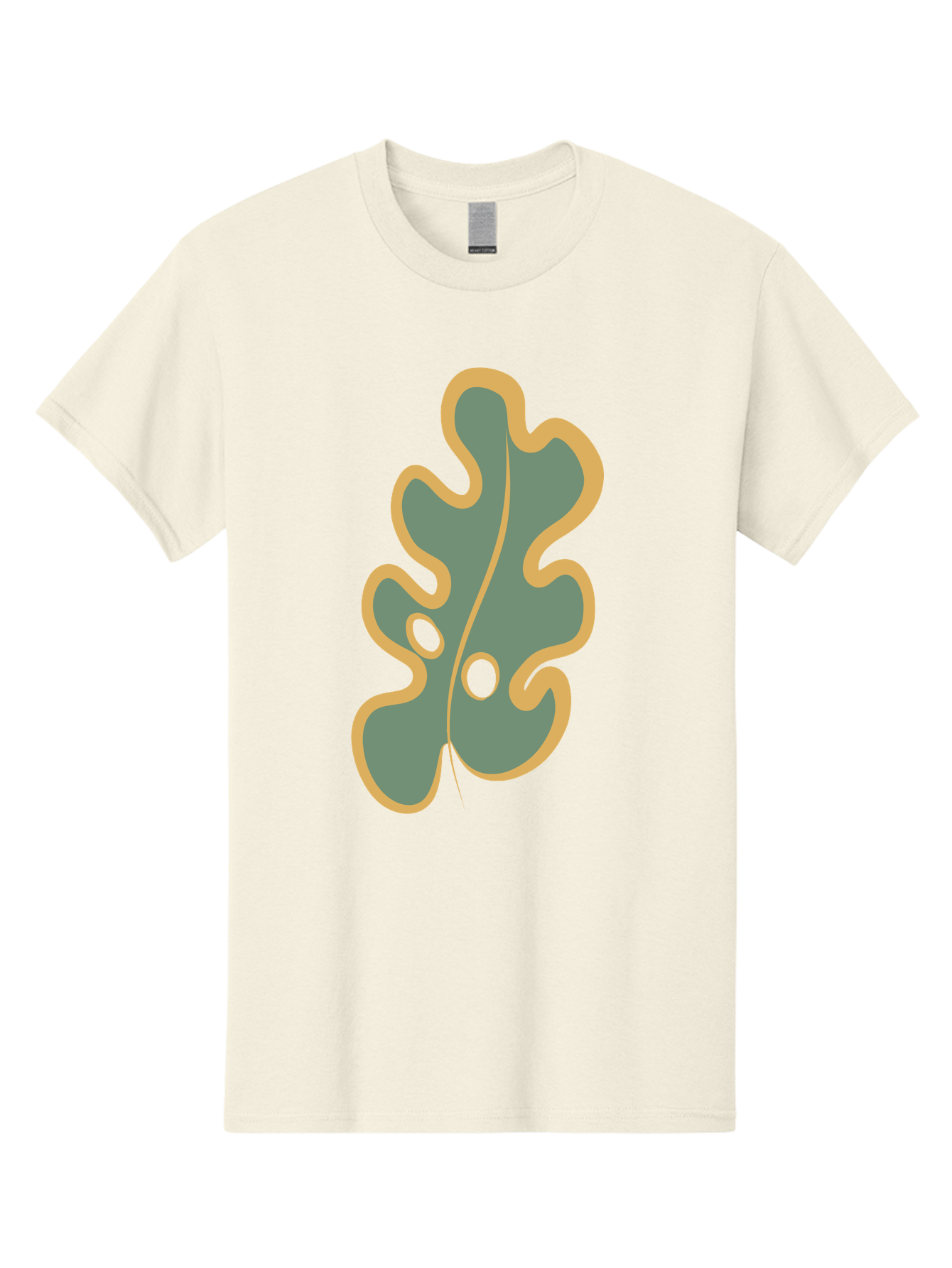 Oak-Leaf-1 Men'S Graphic Tee, 100% Cotton, Comfortable Casual Summer Wear, Machine Washable, Oak Leaf, Leaf Silhouette, Foliage Icon, Nature Symbol, Muted Green, Yellow Outline, Simple Graphic, Natural Design Aae033 11