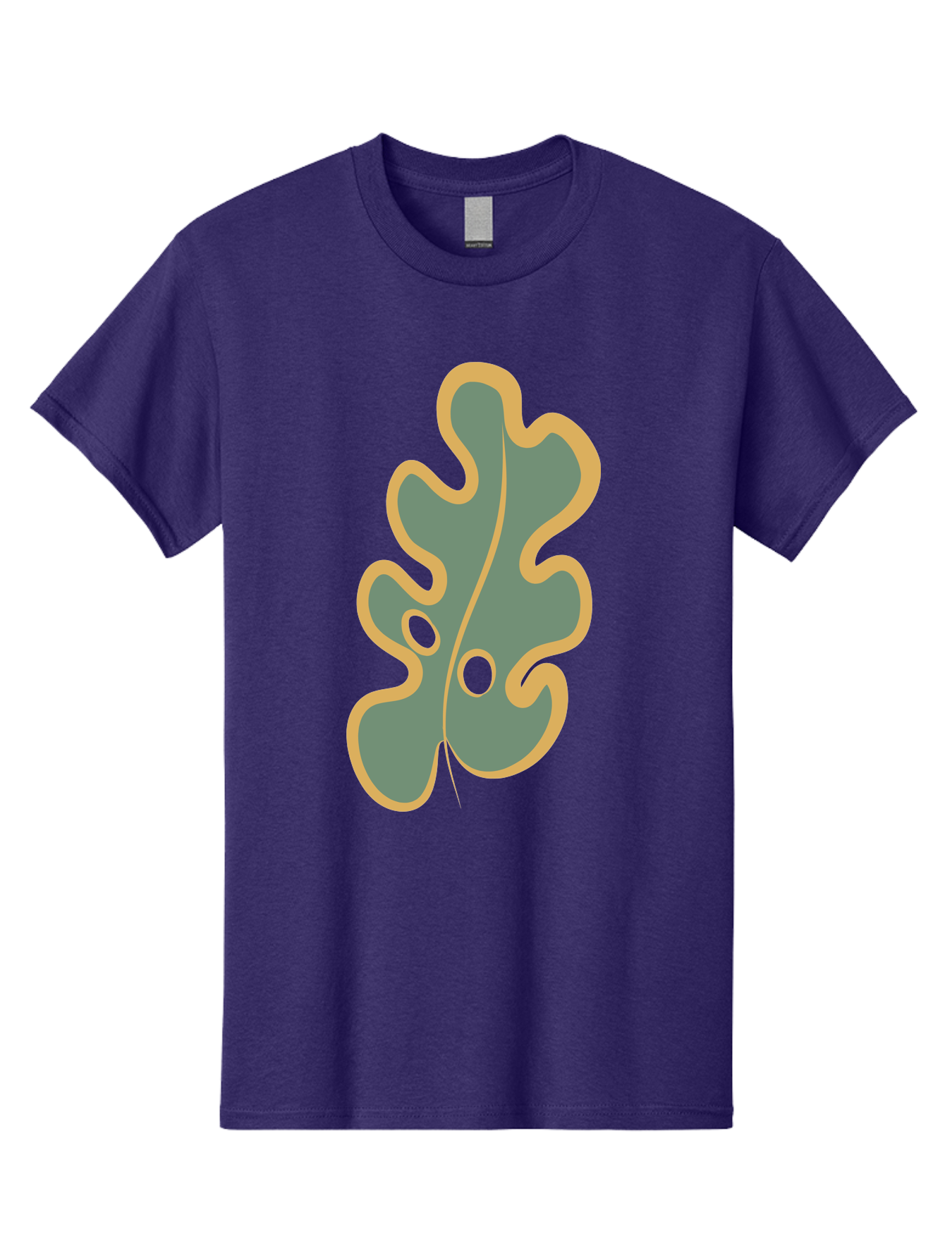 Oak-Leaf-1 Men'S Graphic Tee, 100% Cotton, Comfortable Casual Summer Wear, Machine Washable, Oak Leaf, Leaf Silhouette, Foliage Icon, Nature Symbol, Muted Green, Yellow Outline, Simple Graphic, Natural Design Aae033 21