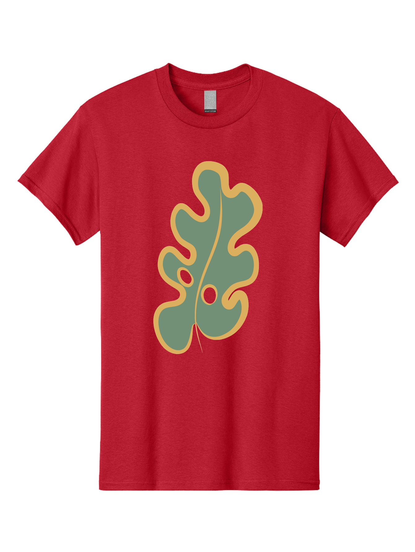 Oak-Leaf-1 Men'S Graphic Tee, 100% Cotton, Comfortable Casual Summer Wear, Machine Washable, Oak Leaf, Leaf Silhouette, Foliage Icon, Nature Symbol, Muted Green, Yellow Outline, Simple Graphic, Natural Design Aae033 27