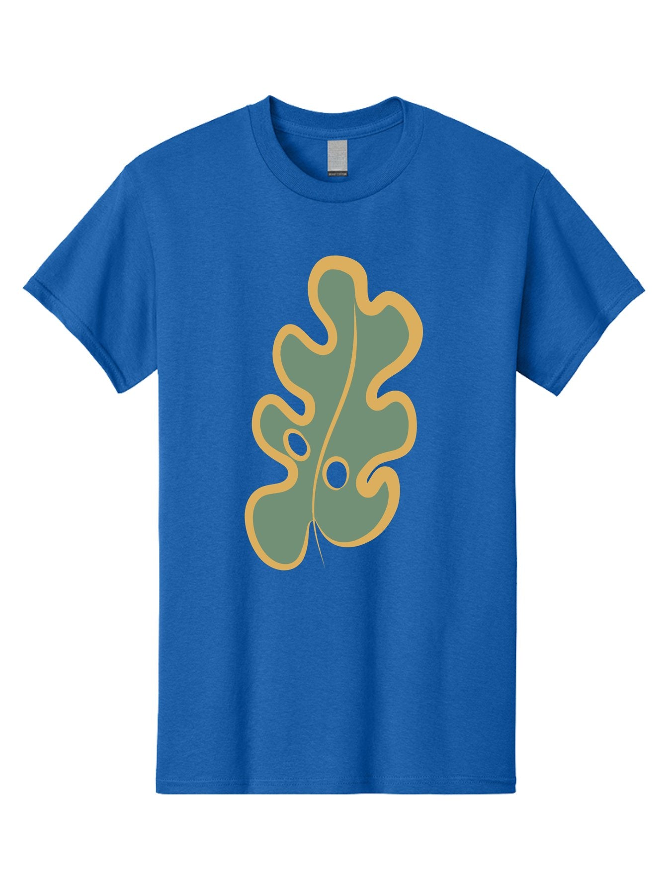 Oak-Leaf-1 Men'S Graphic Tee, 100% Cotton, Comfortable Casual Summer Wear, Machine Washable, Oak Leaf, Leaf Silhouette, Foliage Icon, Nature Symbol, Muted Green, Yellow Outline, Simple Graphic, Natural Design Aae033 6